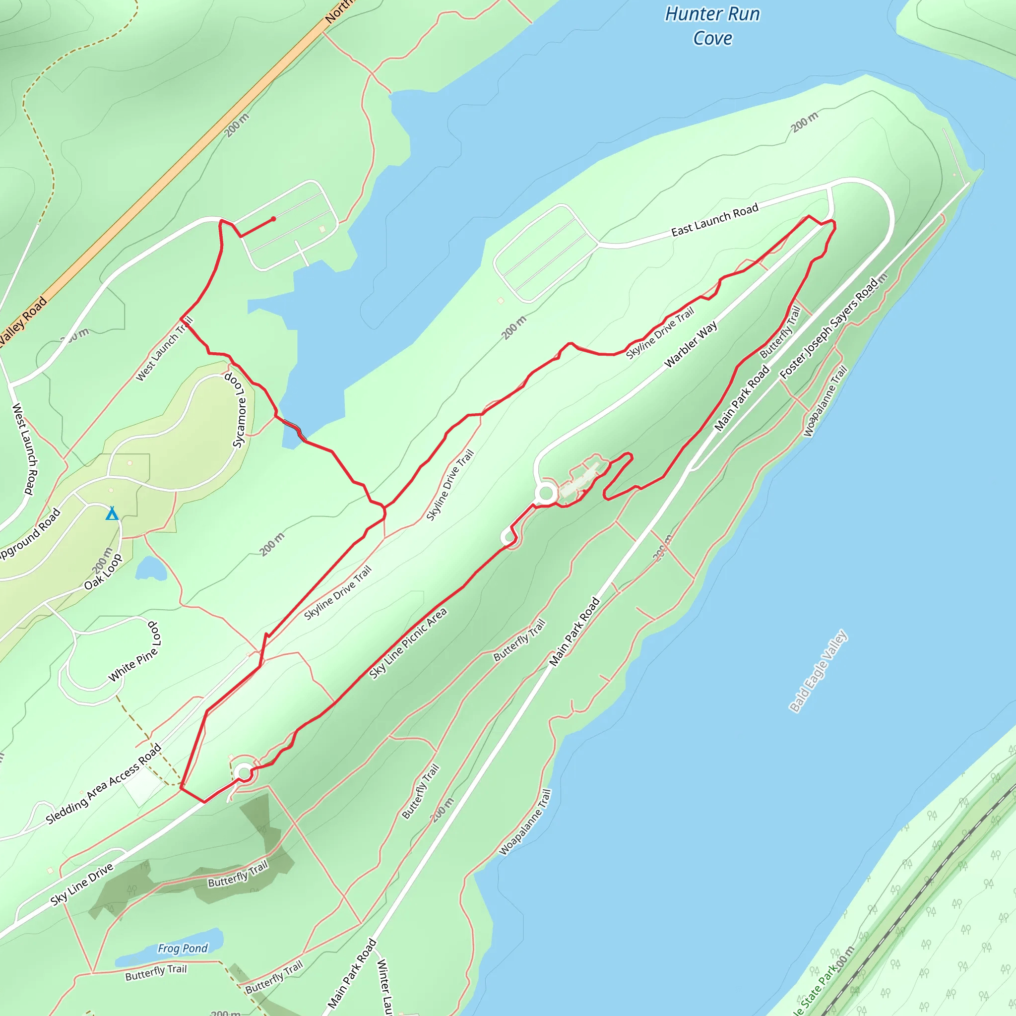 Sycamore and Sky Line Loop mobile static map