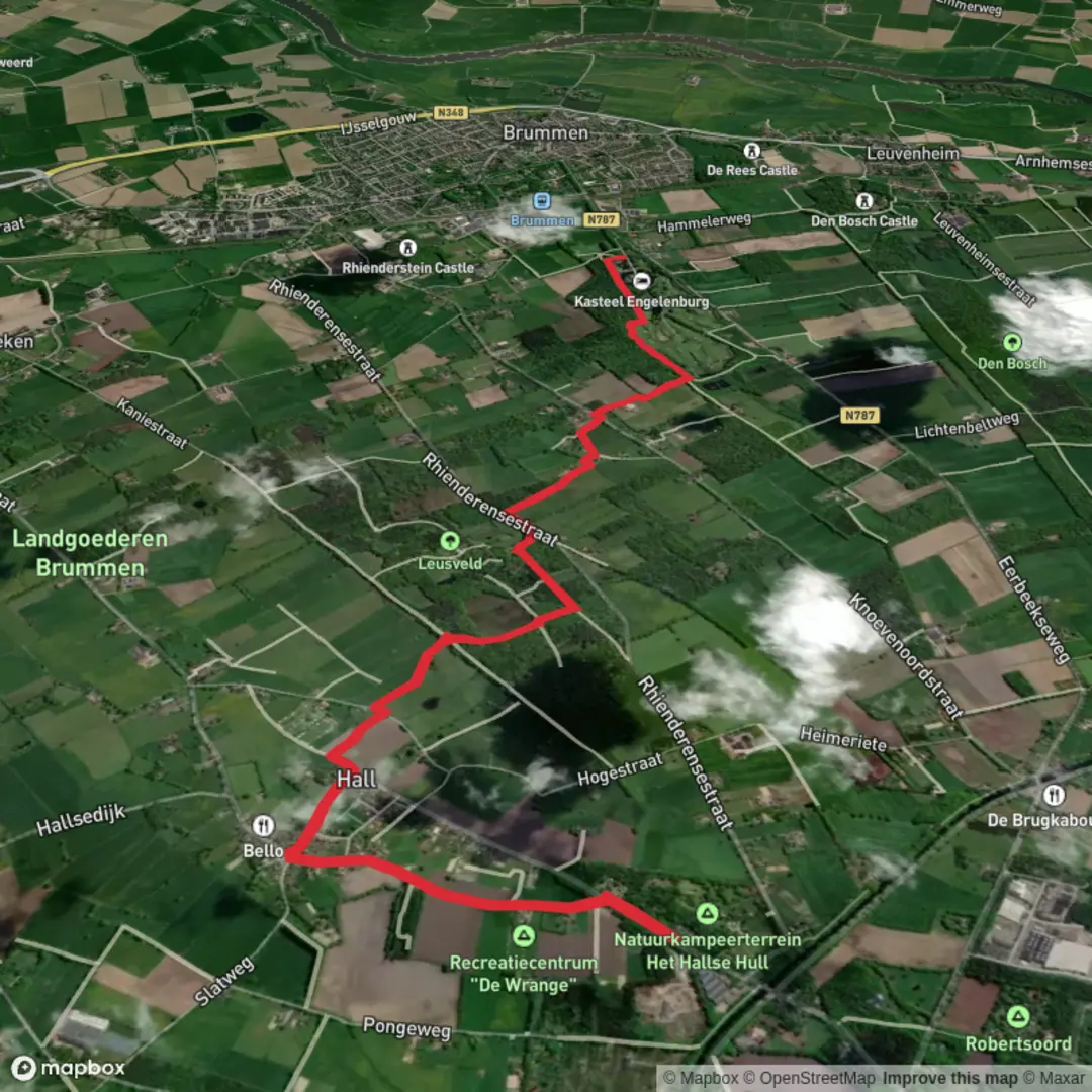 An image depicting the trail ABK Huis to Landgoed Groot Engelenburg via Hallseweg and Trekvogelpad and its surrounding area.