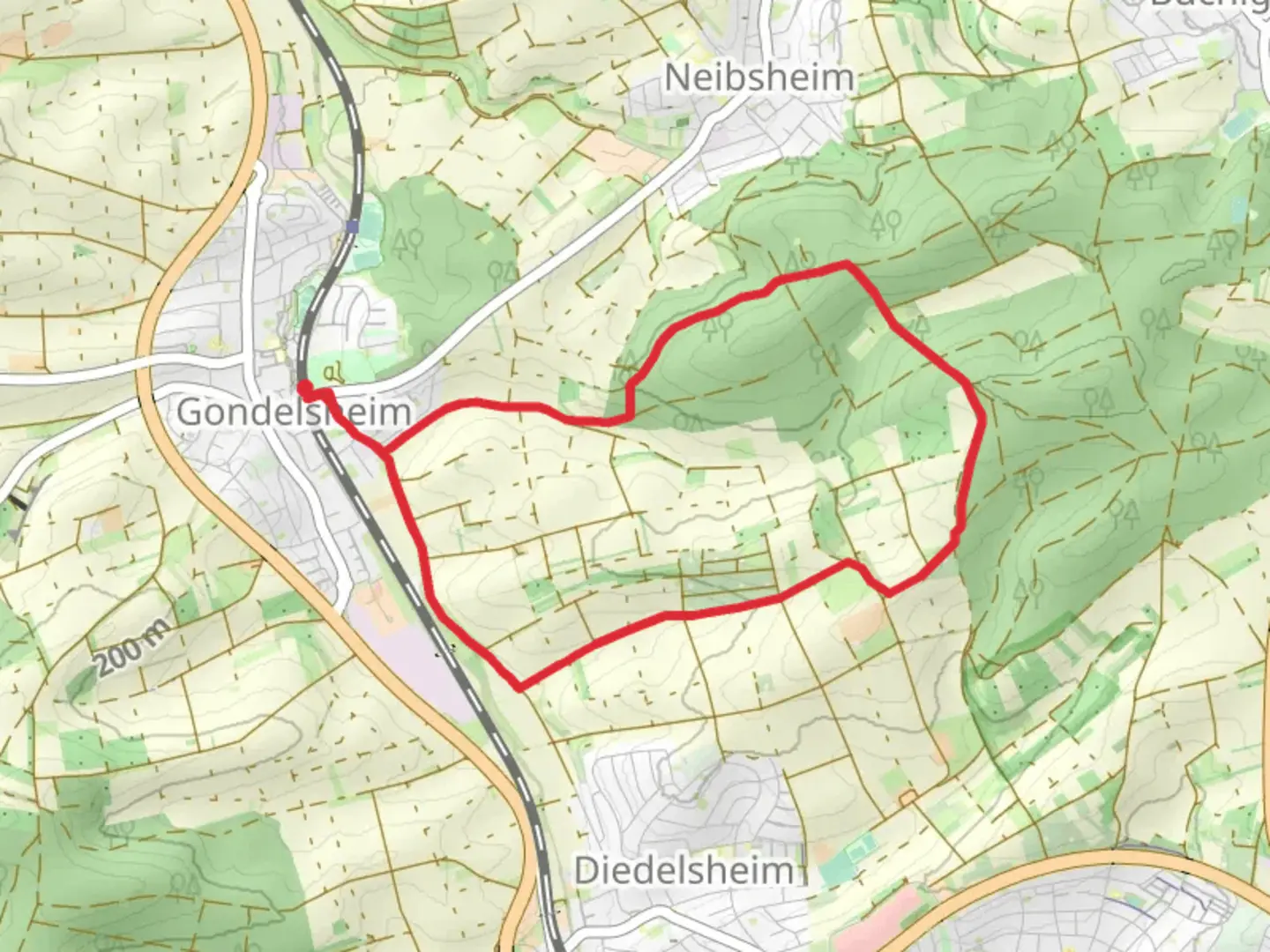 An image depicting the trail Mühlenweg Loop and its surrounding area.