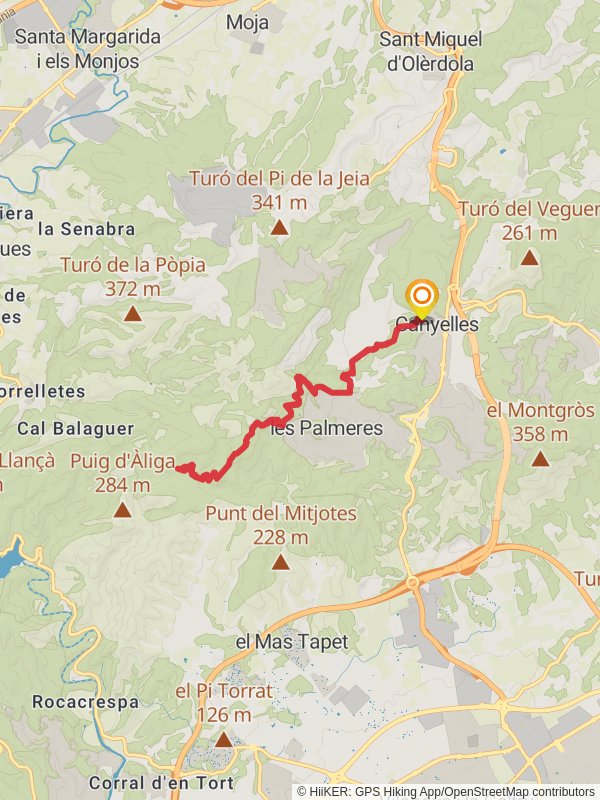 Canyelles - Pla de les Palmeres PR C 143 - 2 mobile static map