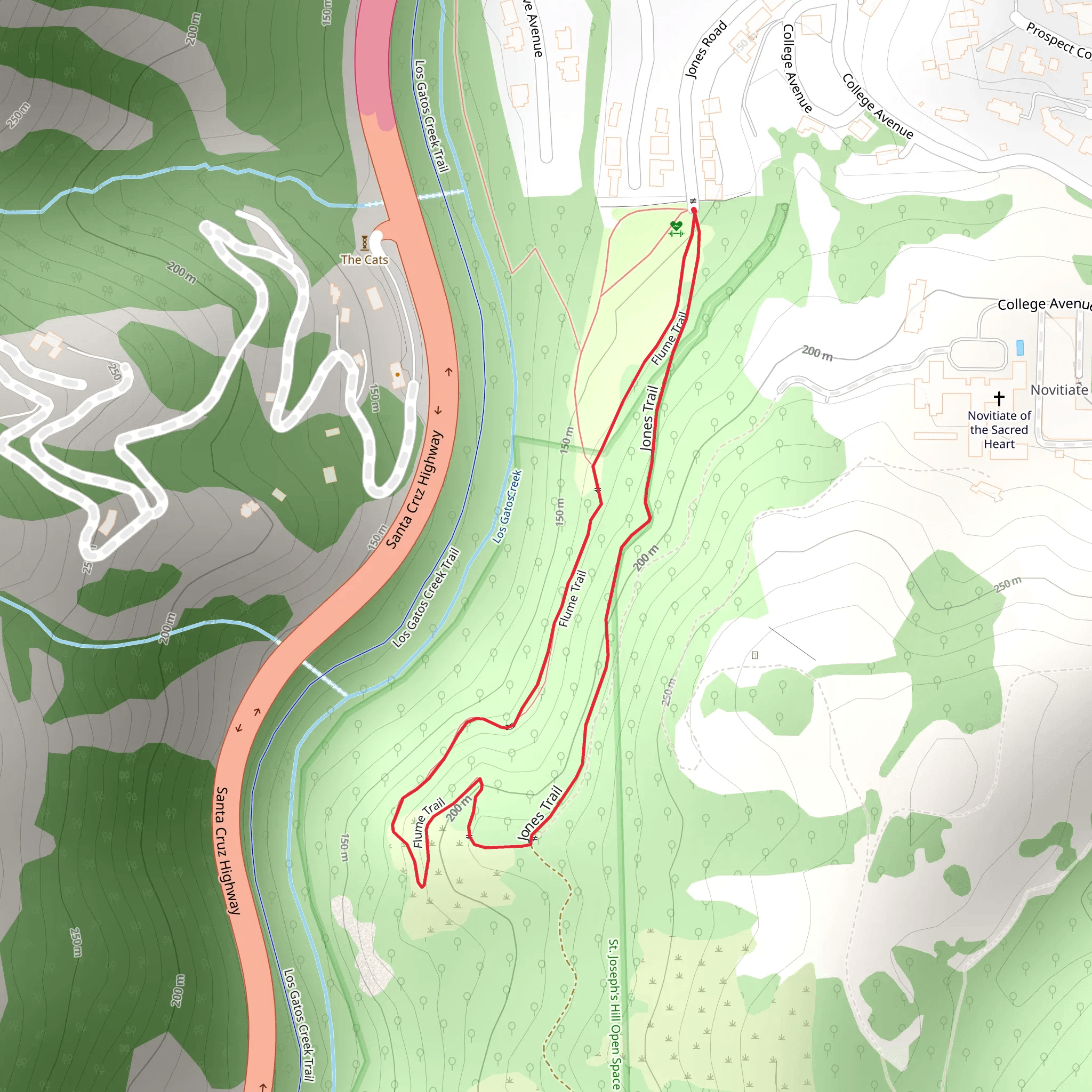 Flume Trail and Jones Loop Trail mobile static map