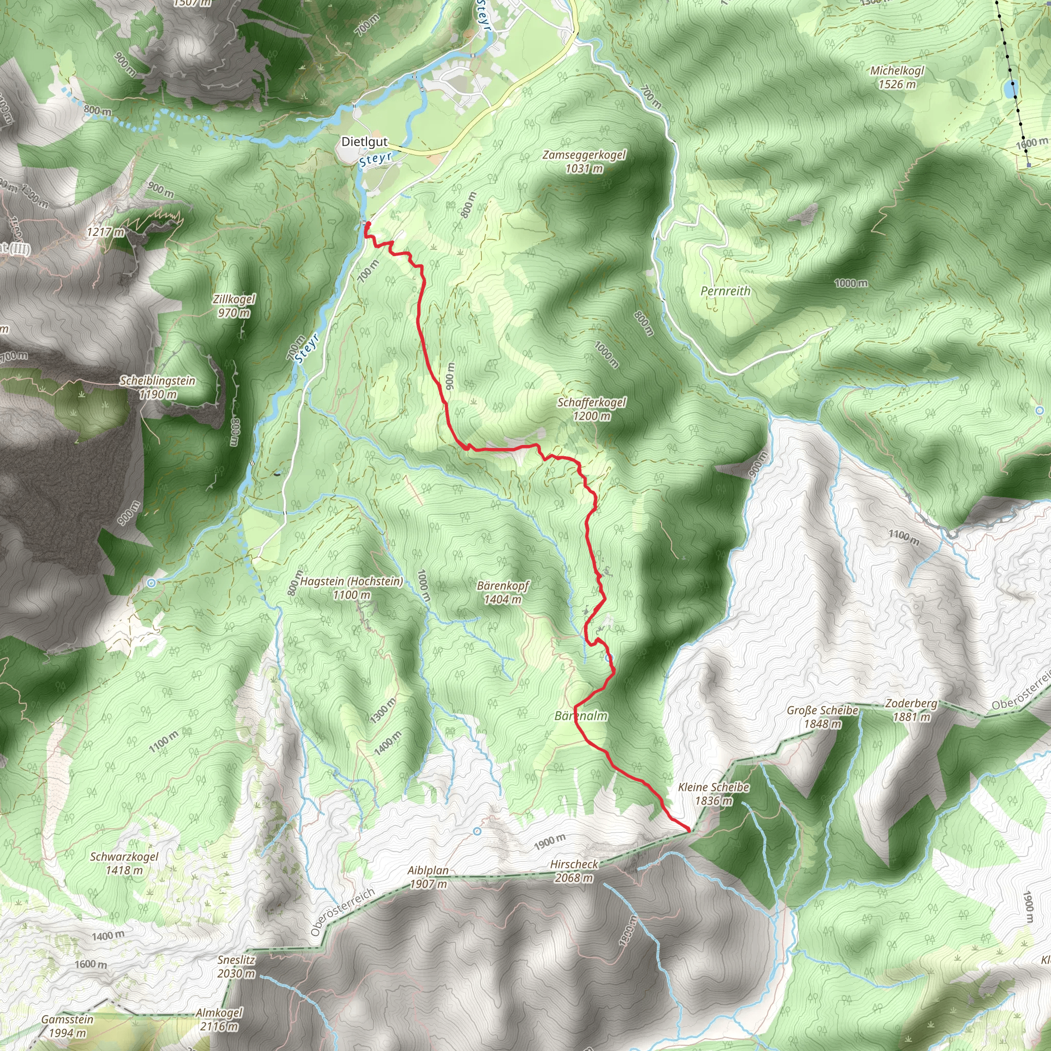 Schafferreith - Bärenalm - Türkenkarscharte mobile static map