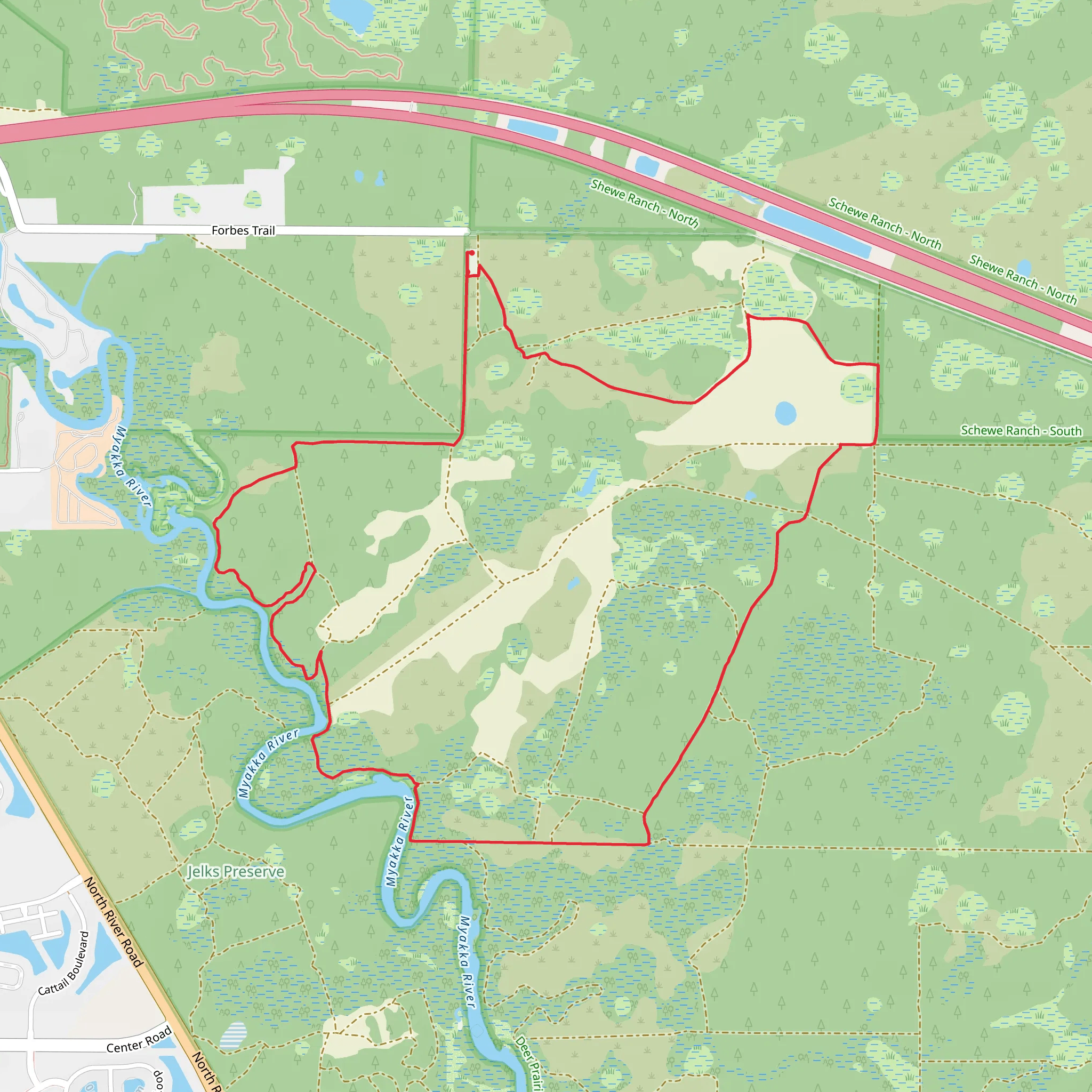 Loop along Myakka River mobile static map