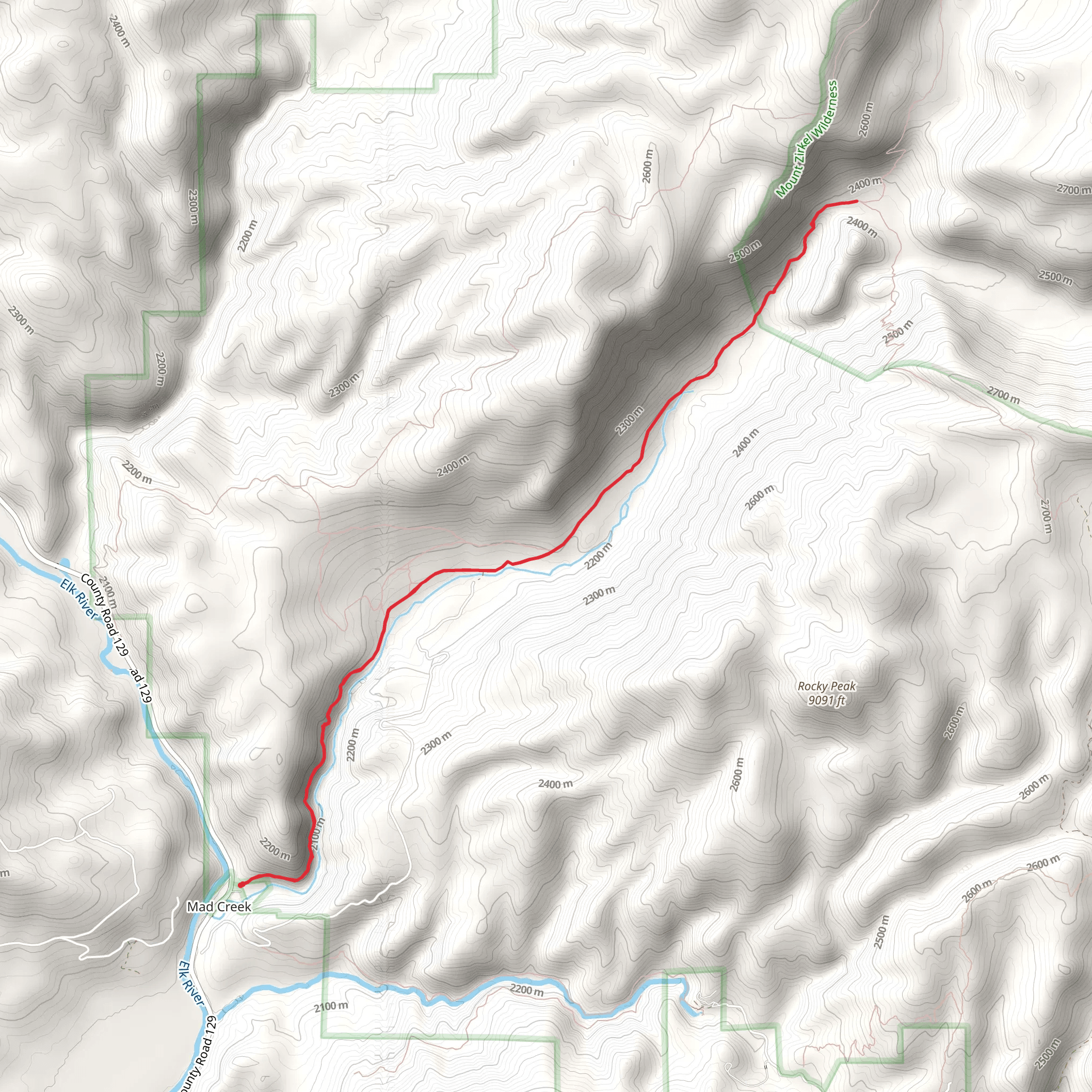Swamp Park Trail along Mad Creek mobile static map