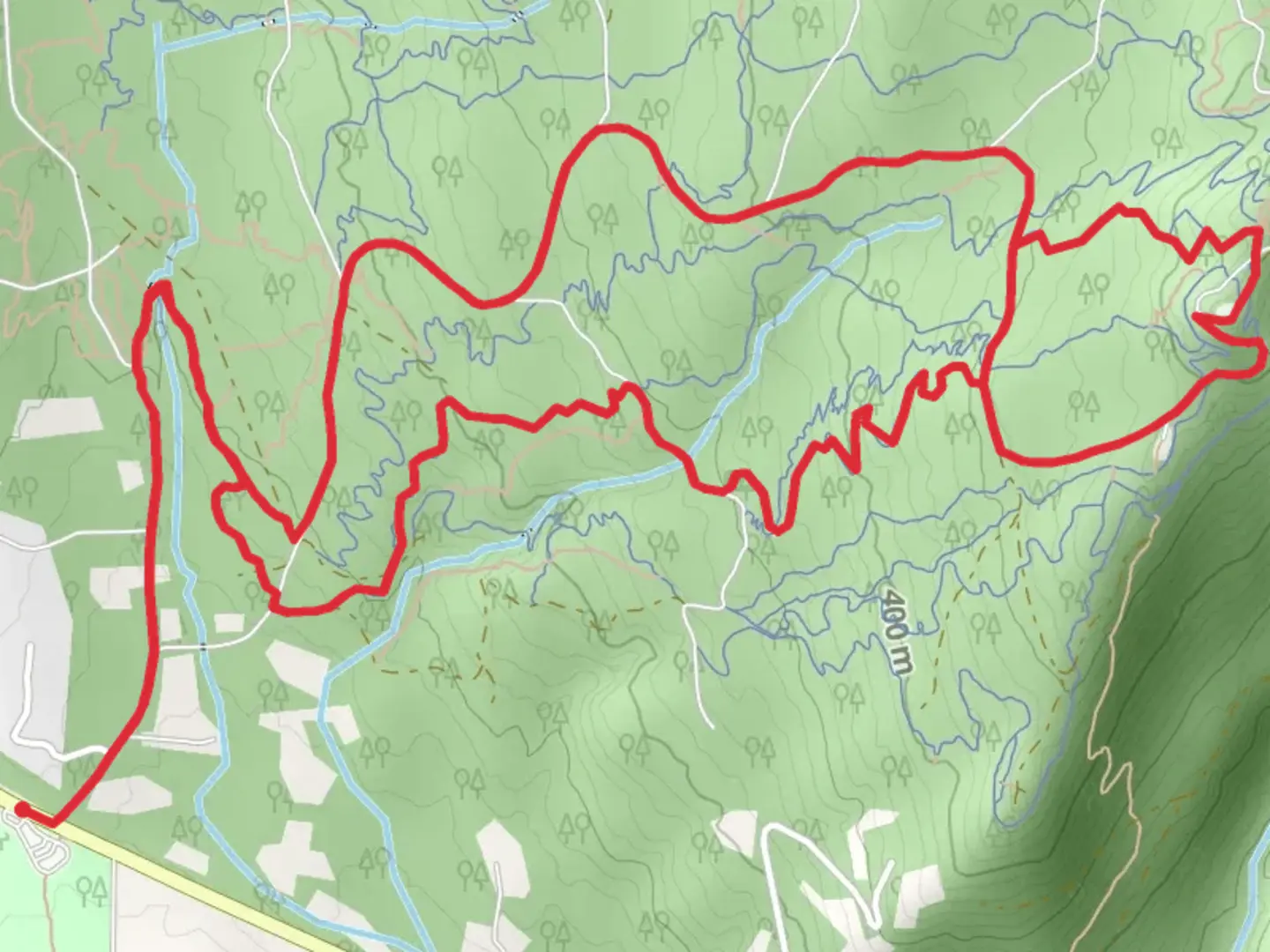 An image depicting the trail Evolution and Unemployment Line Loop and its surrounding area.
