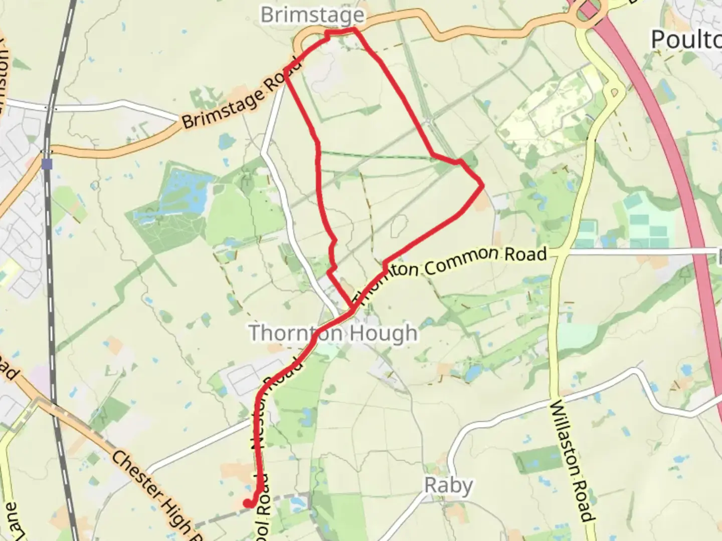 An image depicting the trail Thornton Hough to Brimstage Loop and its surrounding area.