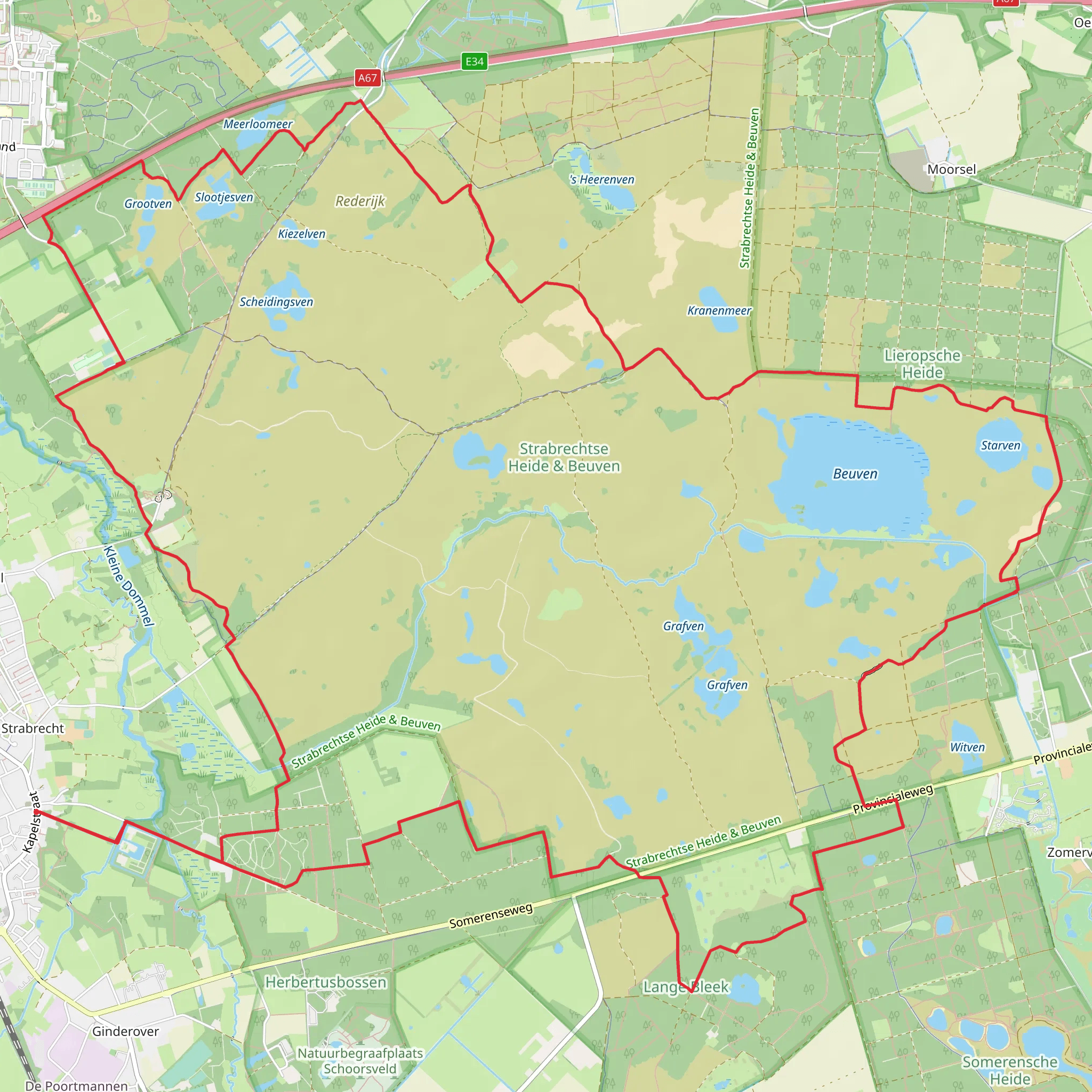 Kasteel Heeze, Strabrechtsche Heide and Somerensche Loop mobile static map