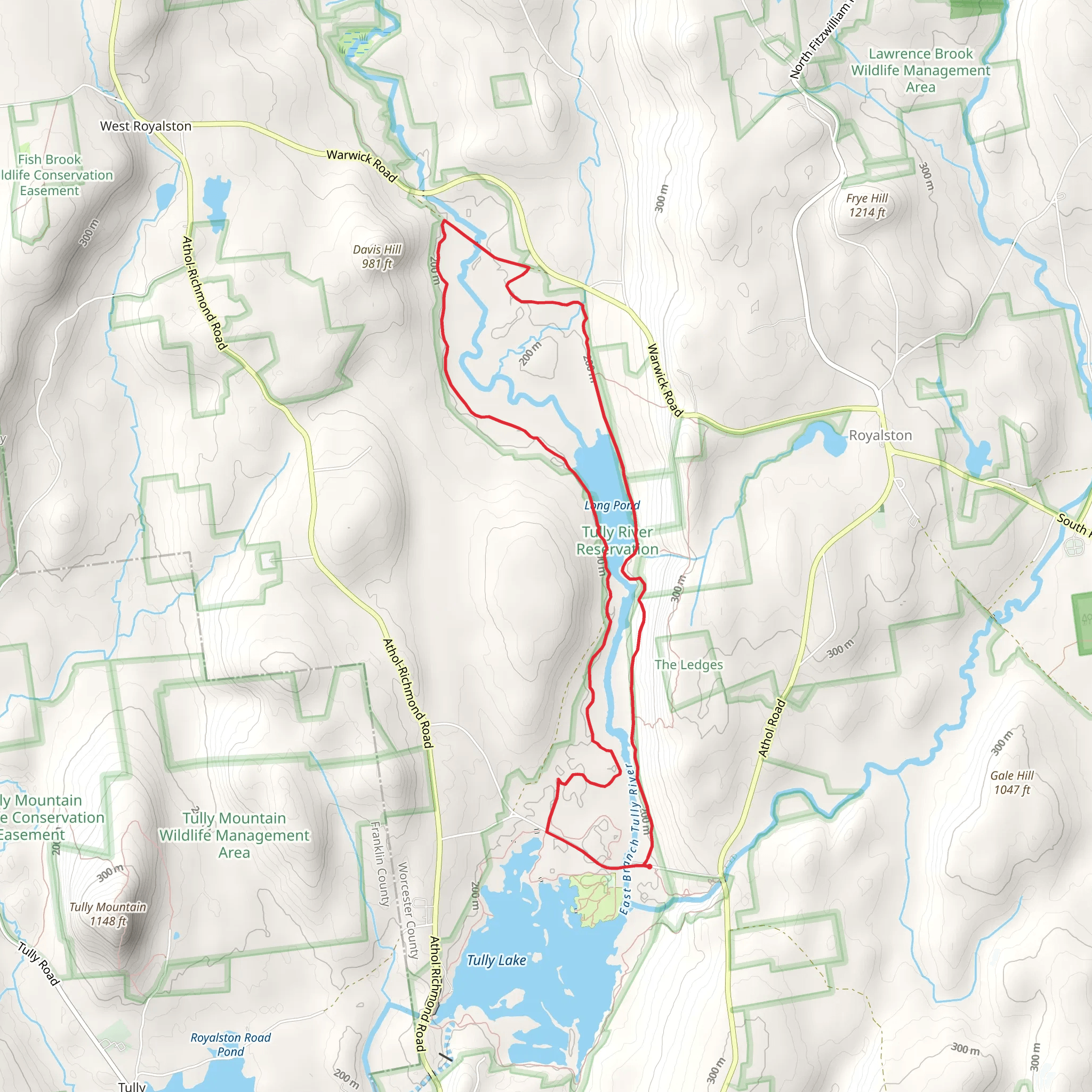 Long Pond and East Branch Tully River Loop mobile static map