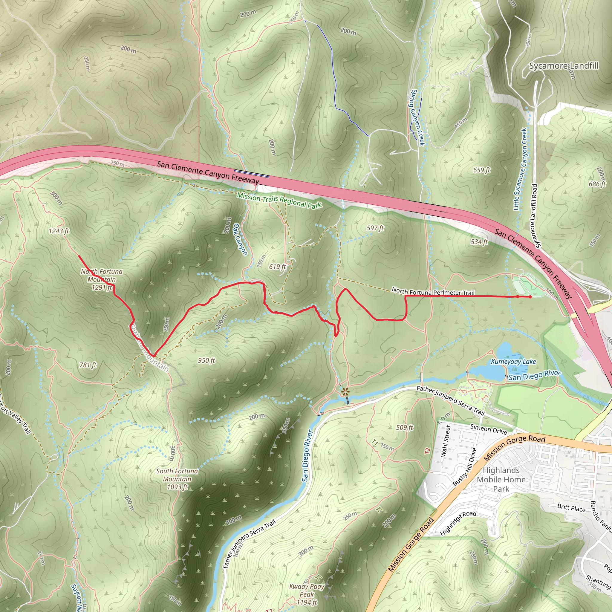 North Fortuna Mountain via Fortuna Saddle Trail and Grasslands Loop Trail mobile static map