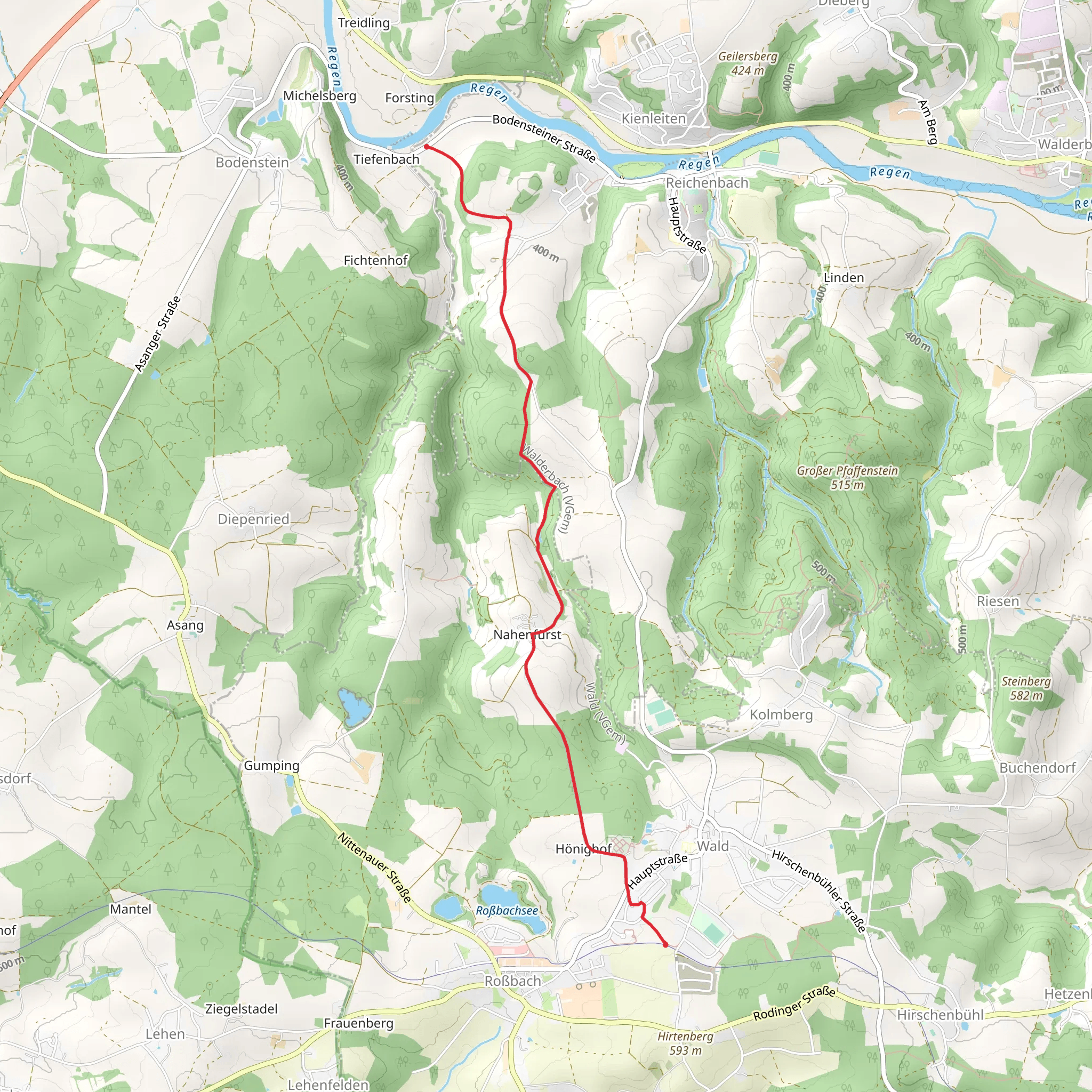 Tiefenbach to Wald Walk mobile static map