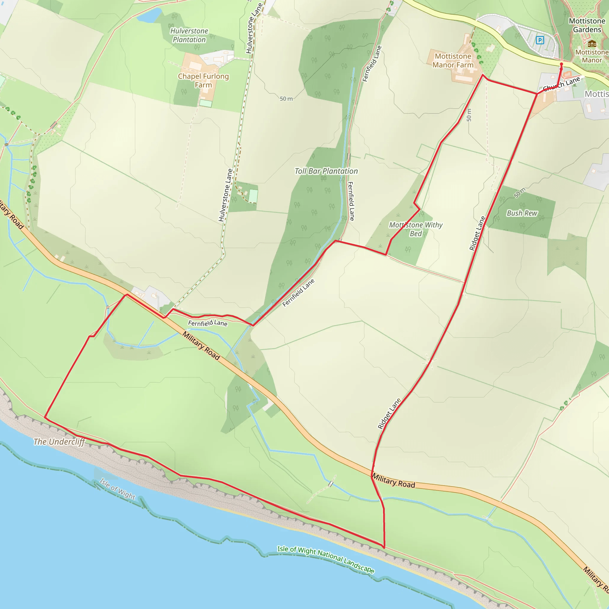 Mottistone Meander - South to the Sea mobile static map