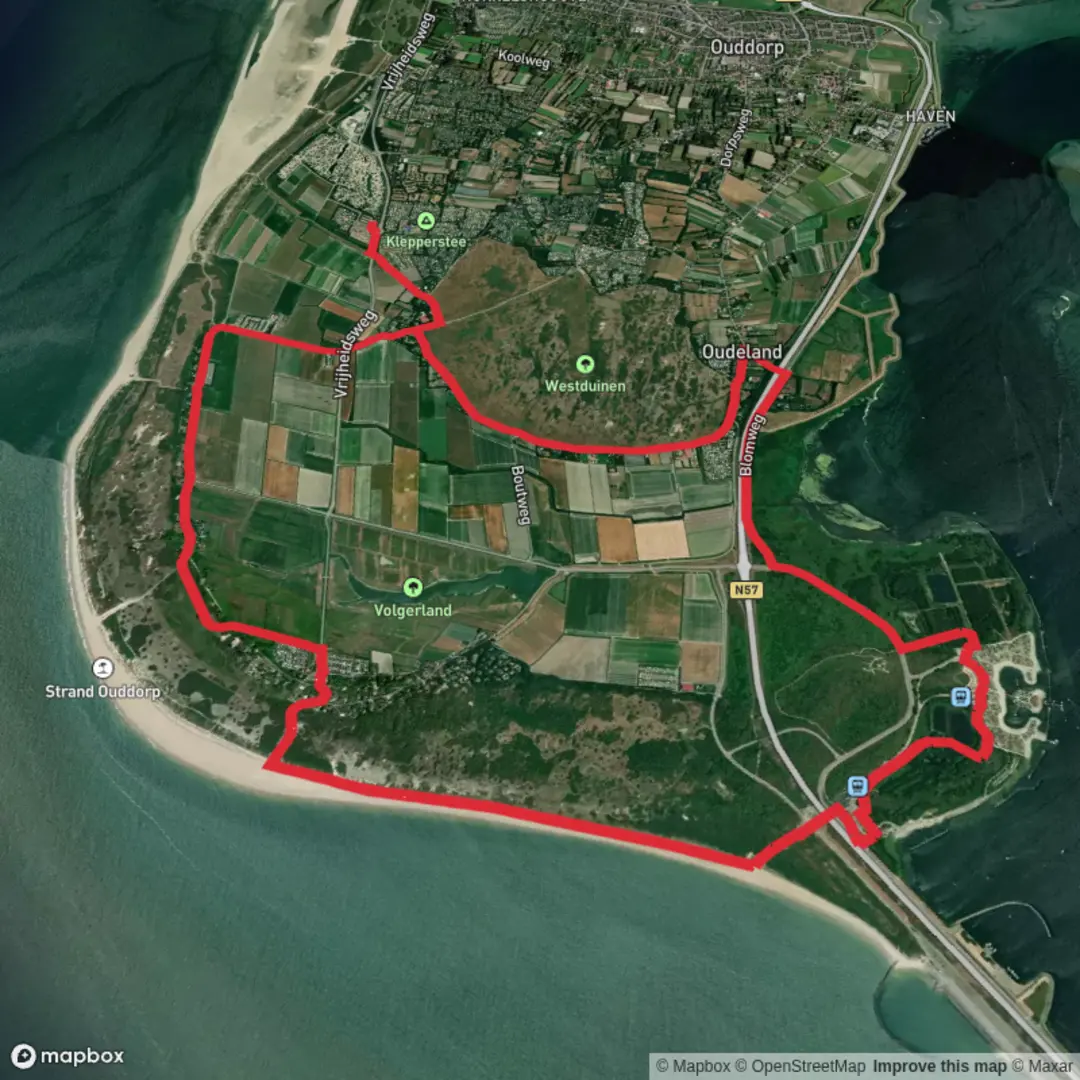 An image depicting the trail Visschershoek and D'n Dolle Beer Loop and its surrounding area.