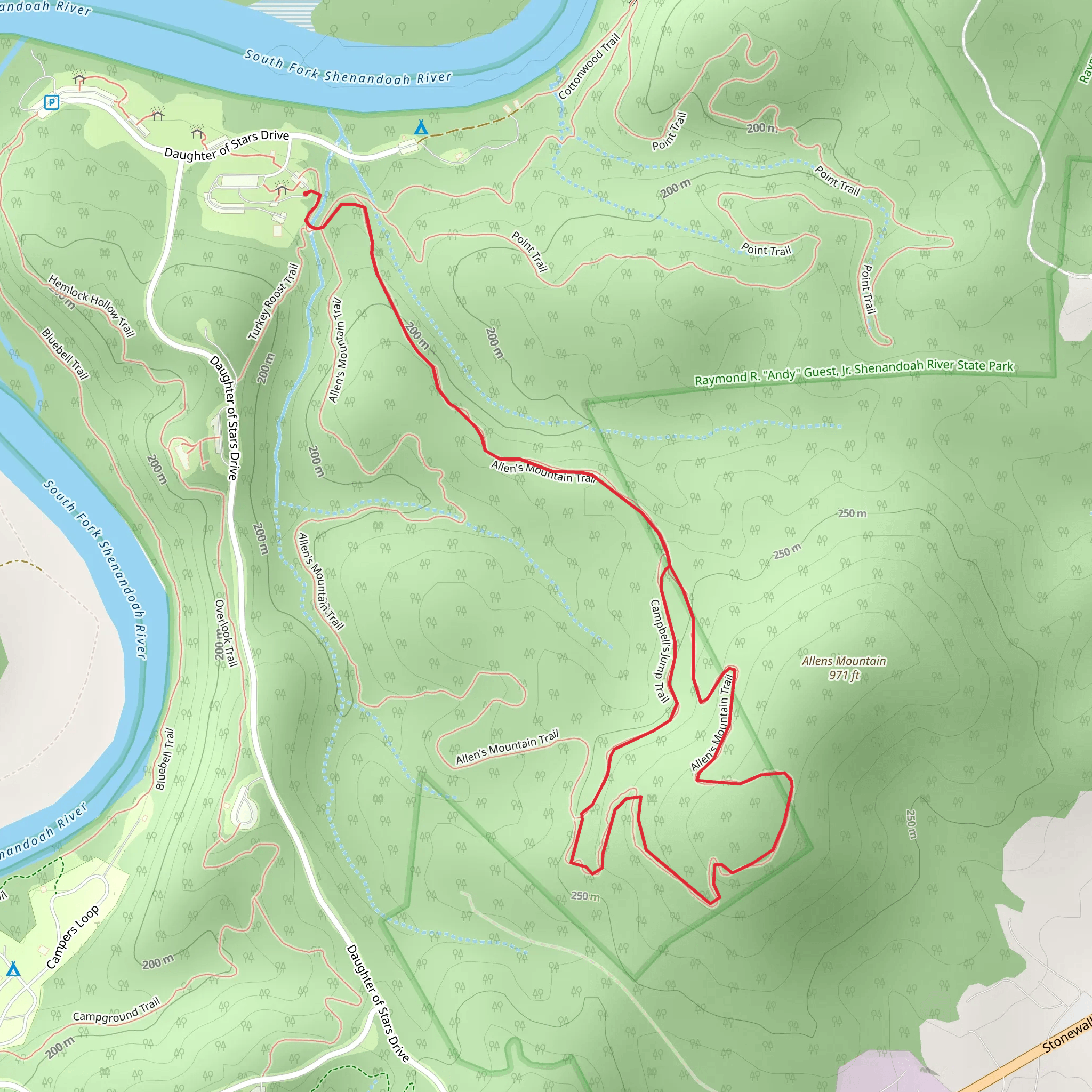 Allen Mountain Trail via Cotton Wood Trail mobile static map