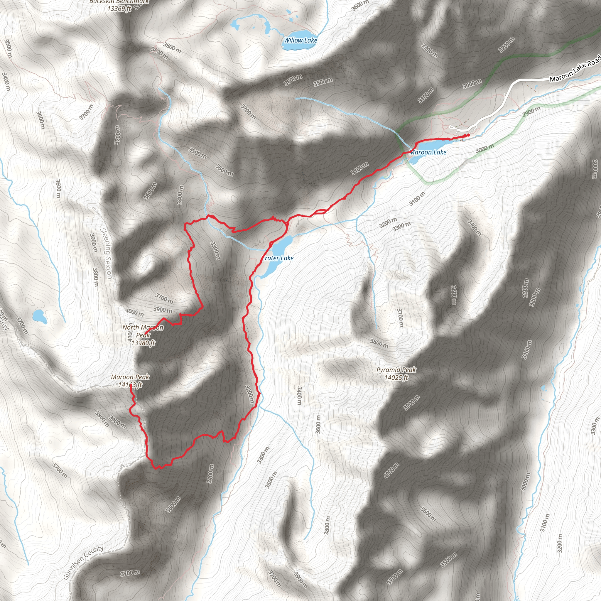 Maroon Peak and North Maroon Peak mobile static map