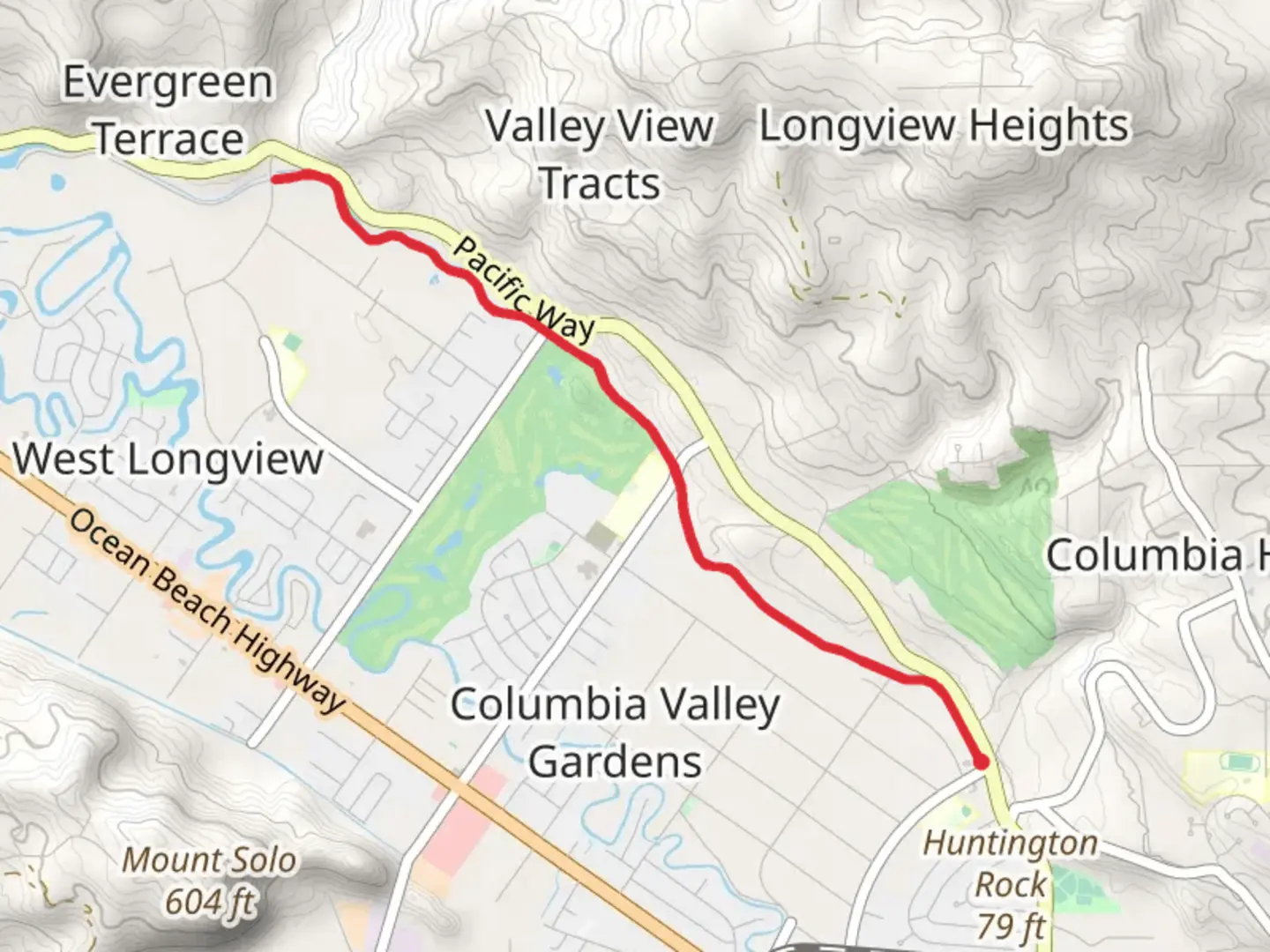 An image depicting the trail Pacific Way Trail and its surrounding area.