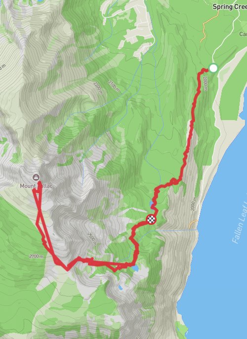 A map preview of the recording Hike on Mount Tallac.