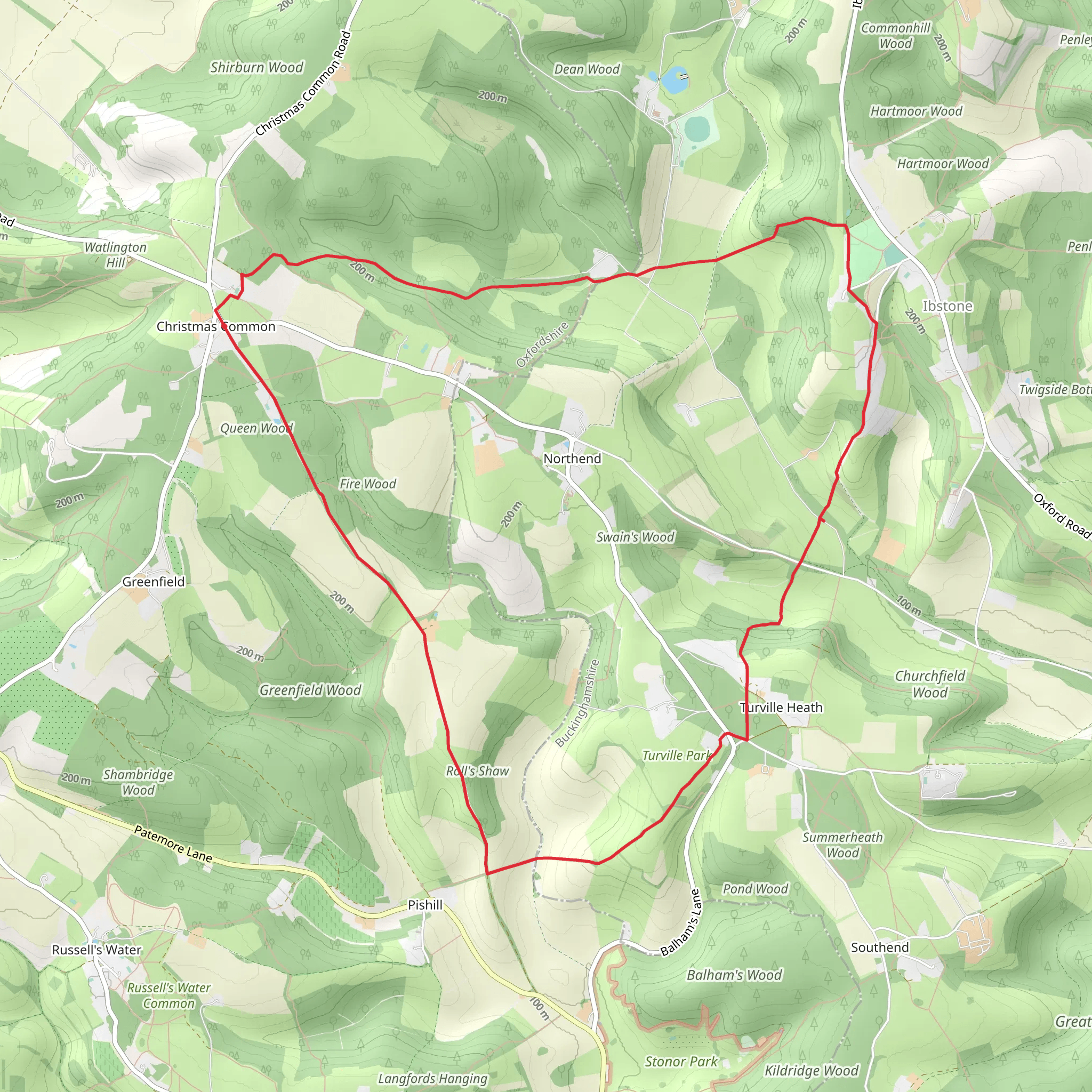 Christmas Common - Ibstone Common and Turville Heath mobile static map