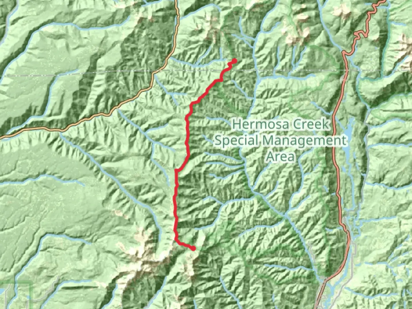 An image depicting the trail Blackhawk Co Trail and Highline Co Trail and its surrounding area.