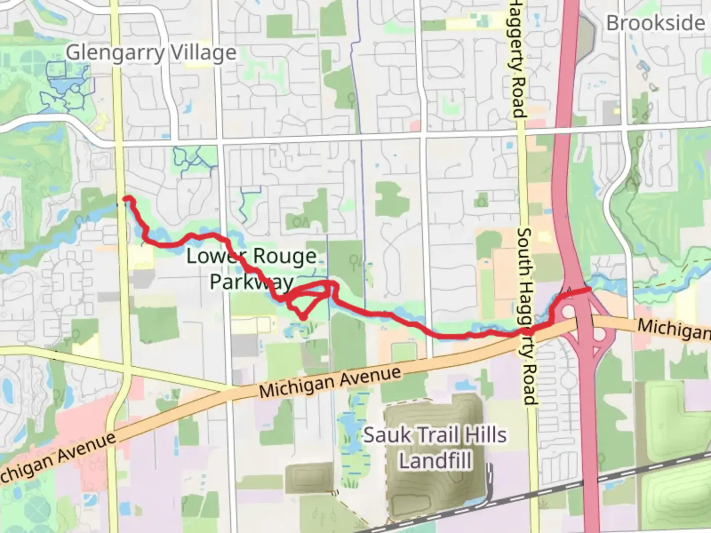 An image depicting the trail Lower Rouge Trail and its surrounding area.