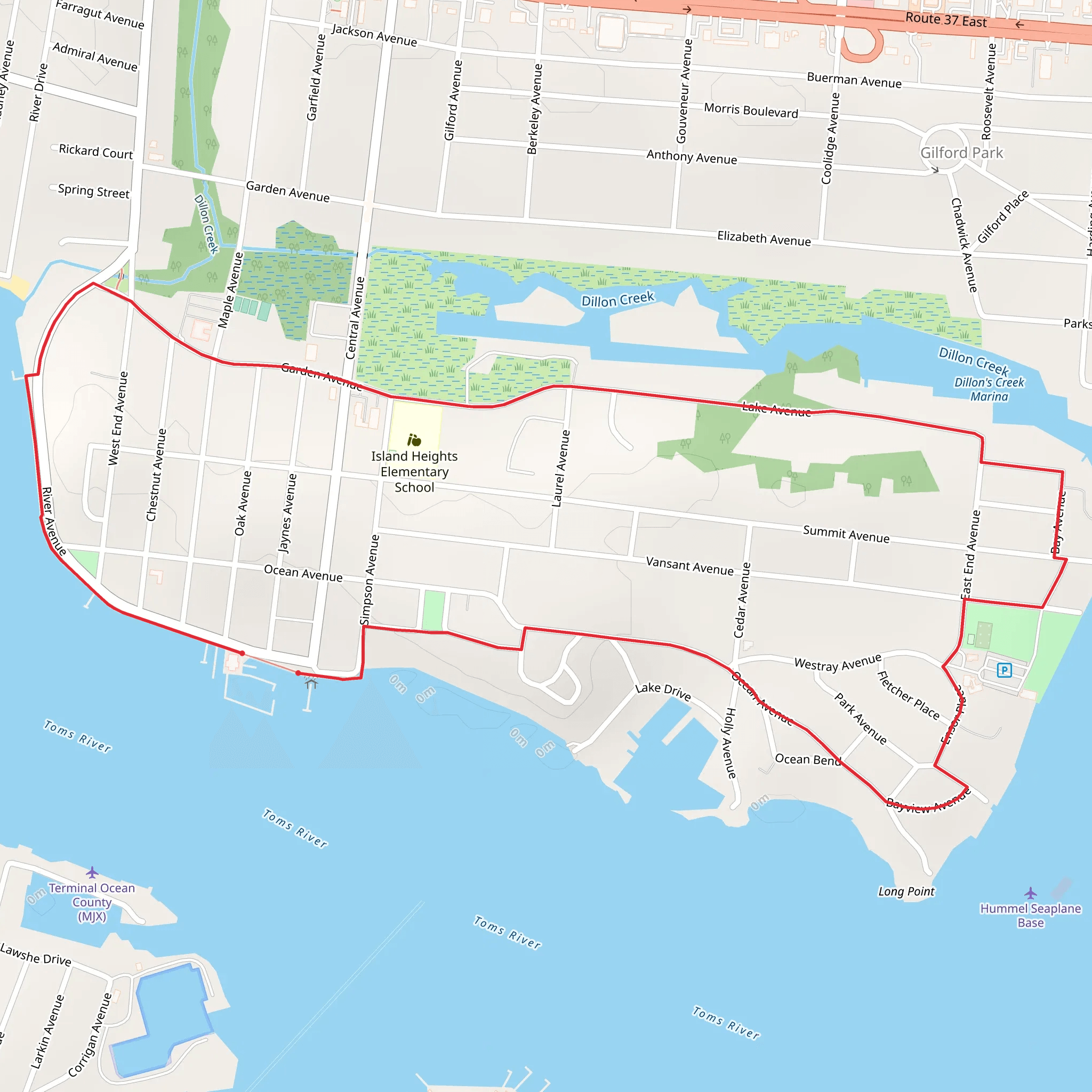 Island Heights and Lake Avenue Loop mobile static map