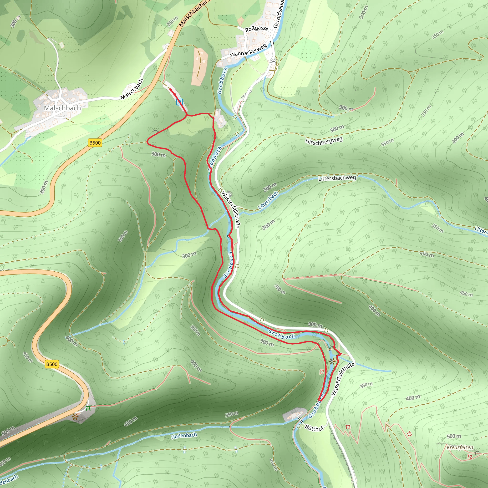 Kreuzfelsen and Wasserfall Rundweg Loop mobile static map