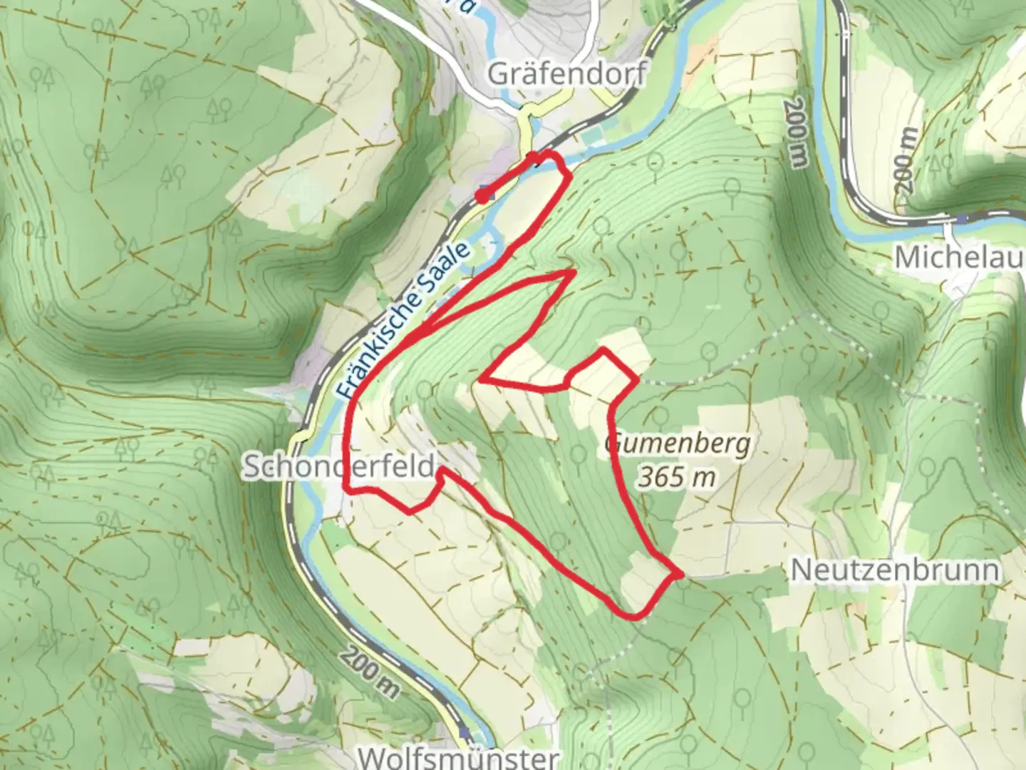 An image depicting the trail Ortswanderweg Graefendorf 5 and its surrounding area.
