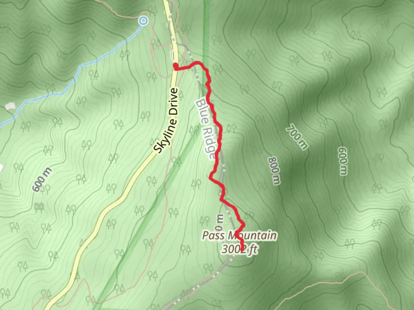 An image depicting the trail Pass Mountain via Appalachian Trail and its surrounding area.