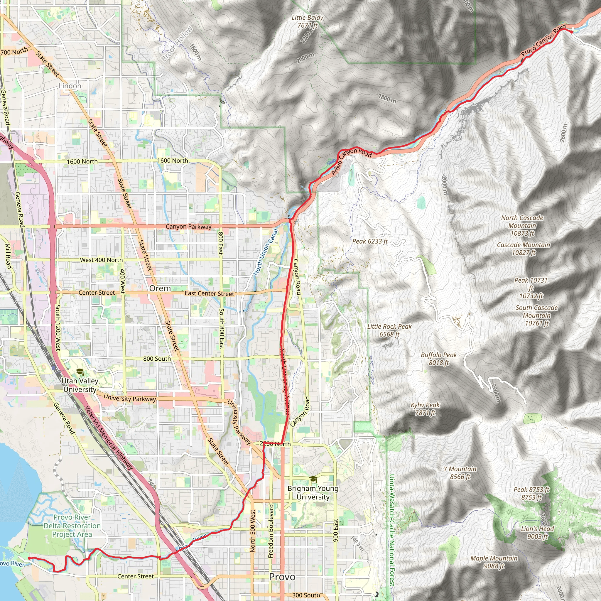 Provo River Parkway mobile static map
