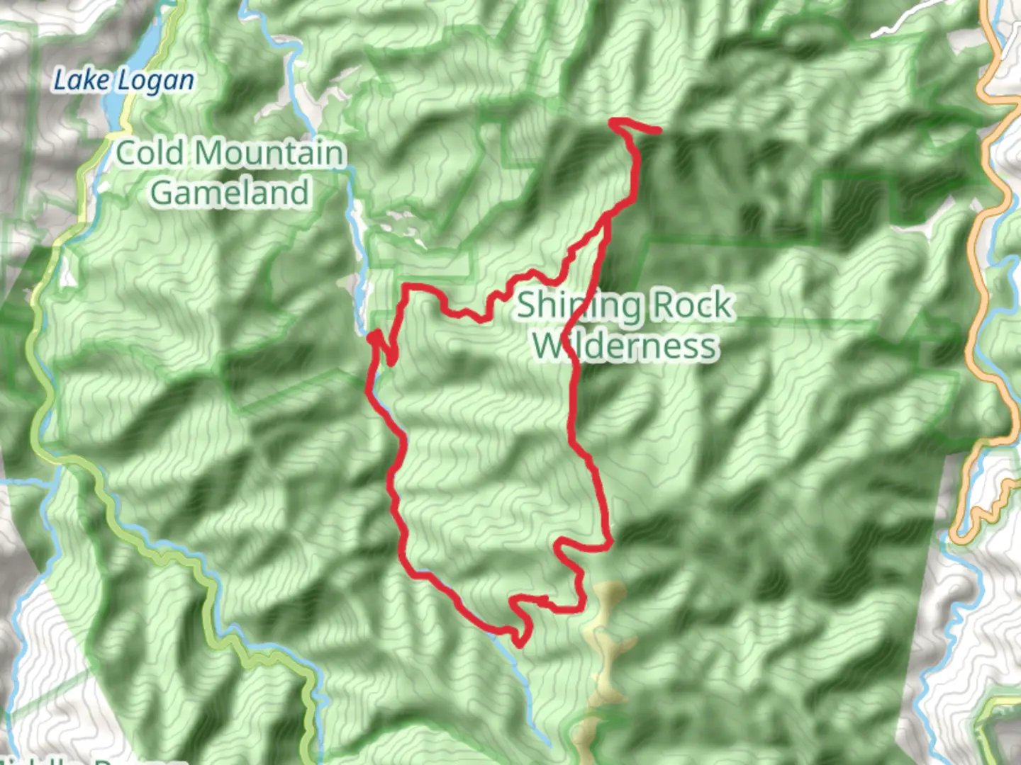 An image depicting the trail Little East Fork, Art Loeb, Stairs Mountain and Cold Mountain Loop Trail and its surrounding area.