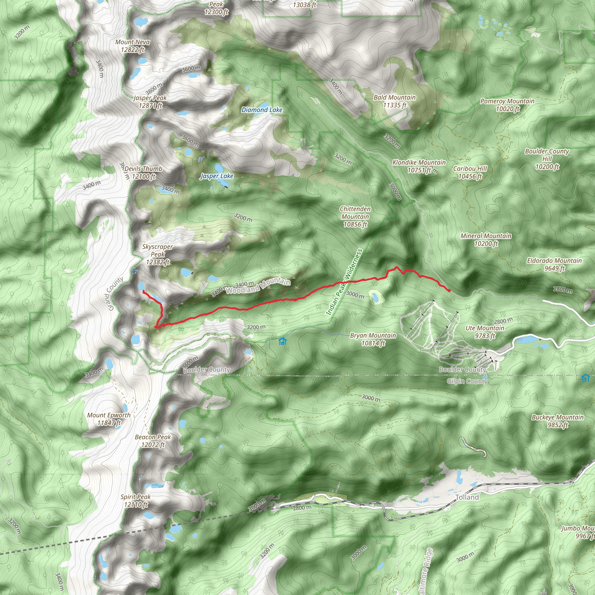 Bob and Betty Lakes Trail mobile static map