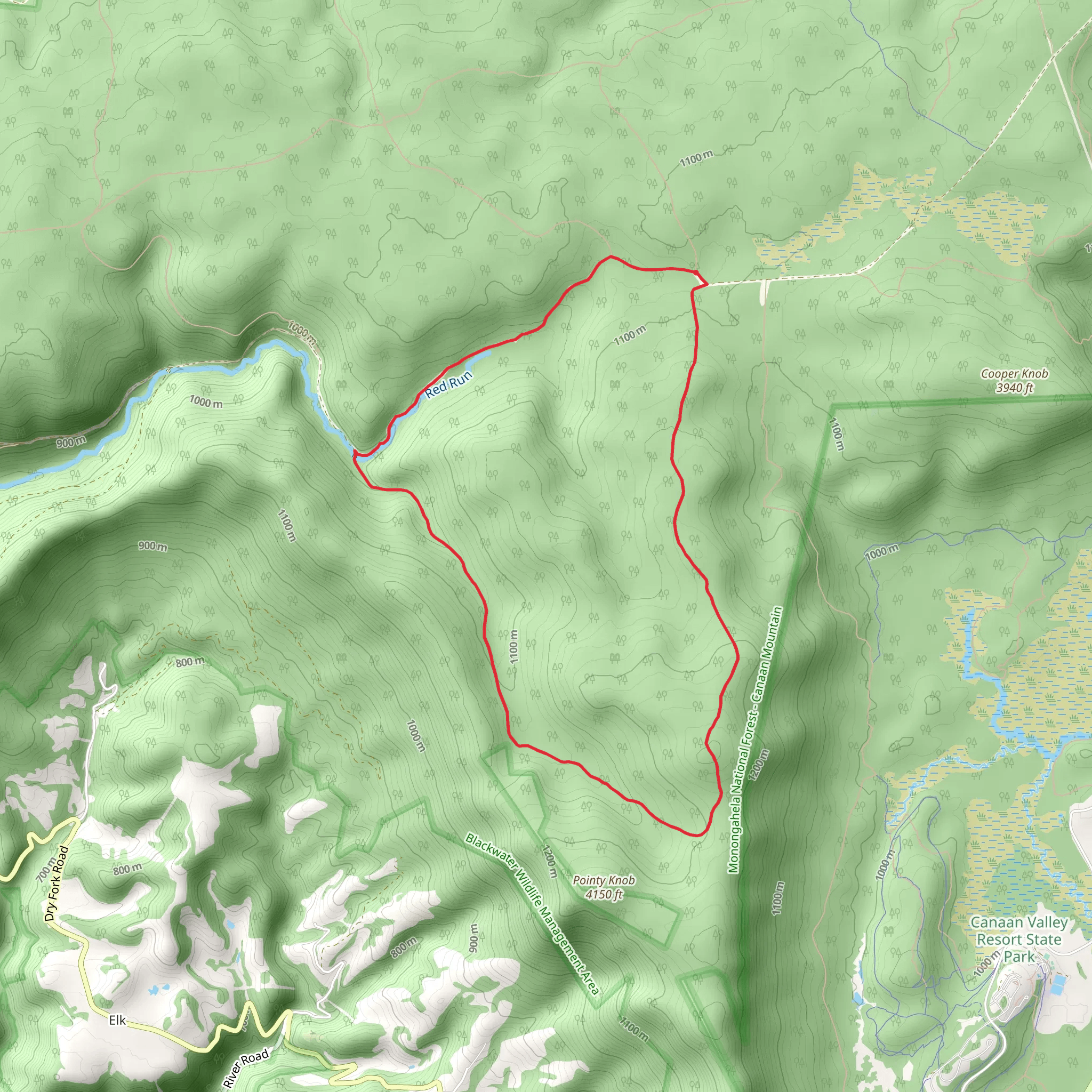 Pointy Knob Loop Trail mobile static map
