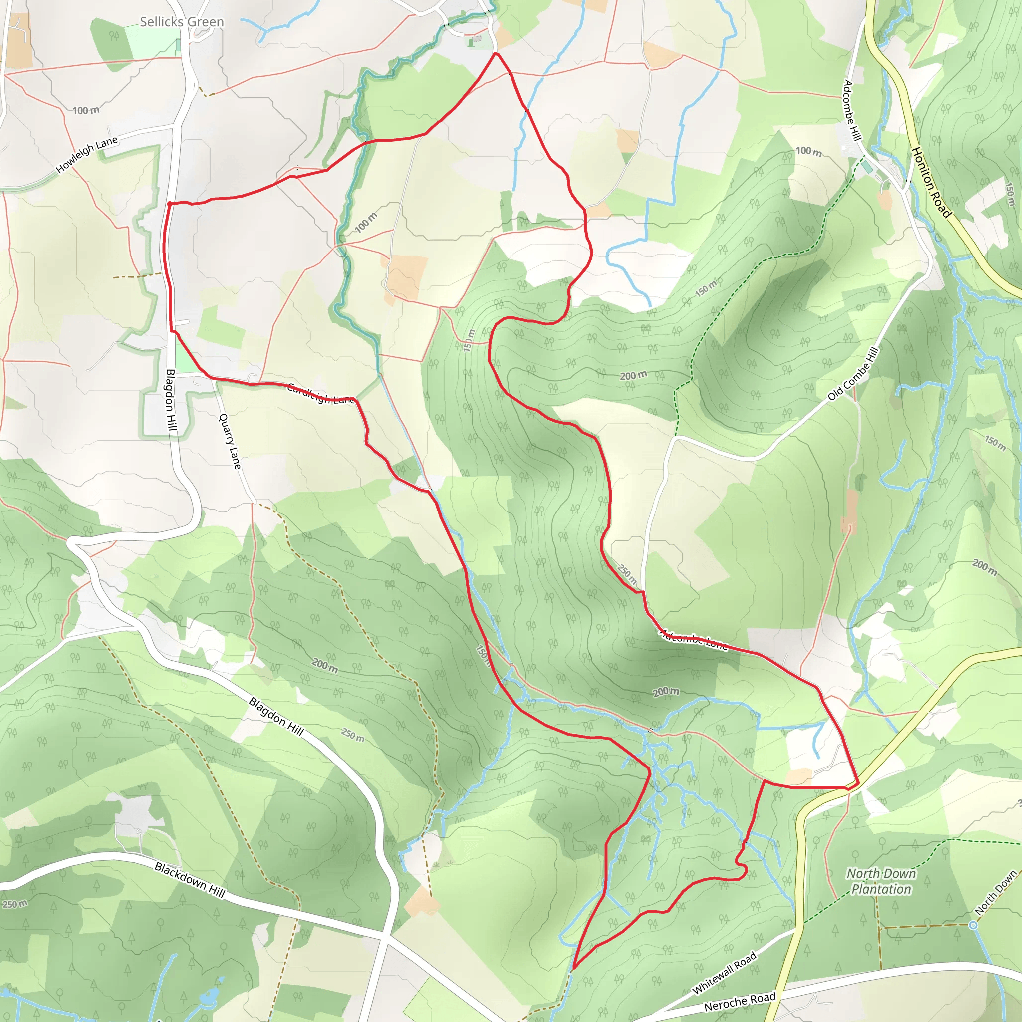 Herepath Trail - Blagdon Hill Loop mobile static map