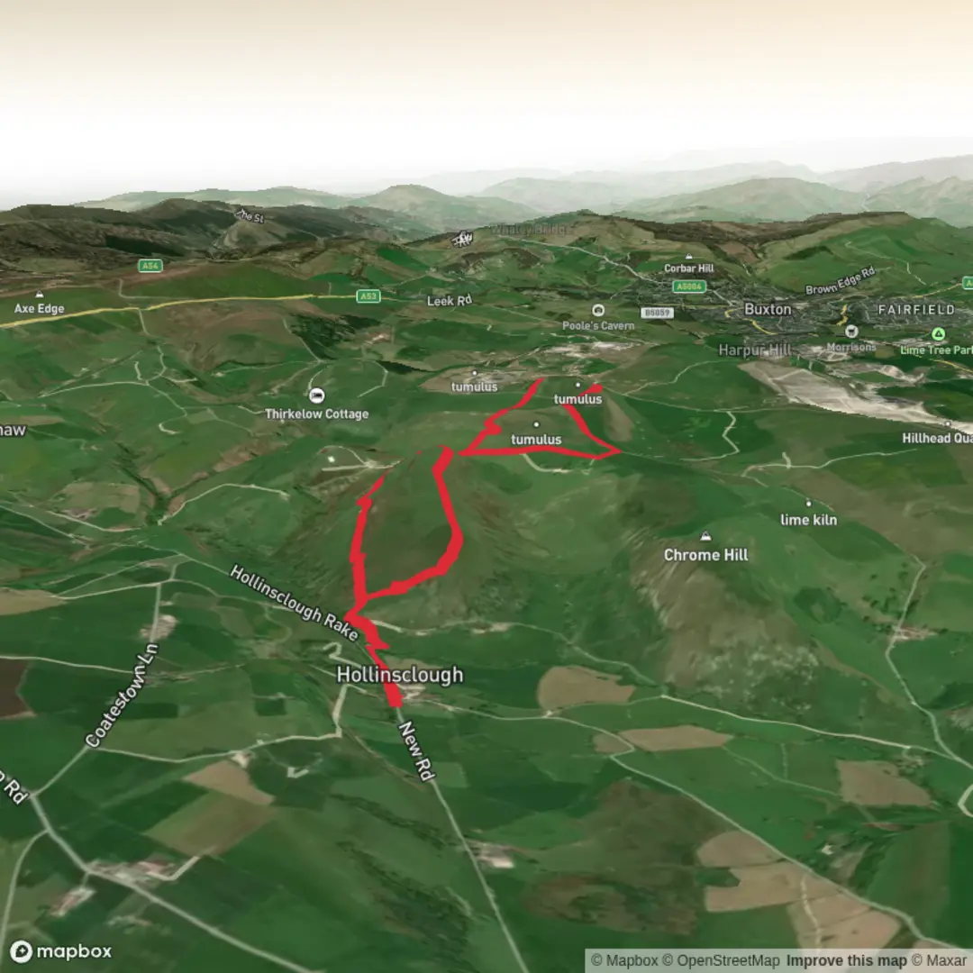 An image depicting the trail Hollins Hill & High Edge from Hollinsclough and its surrounding area.