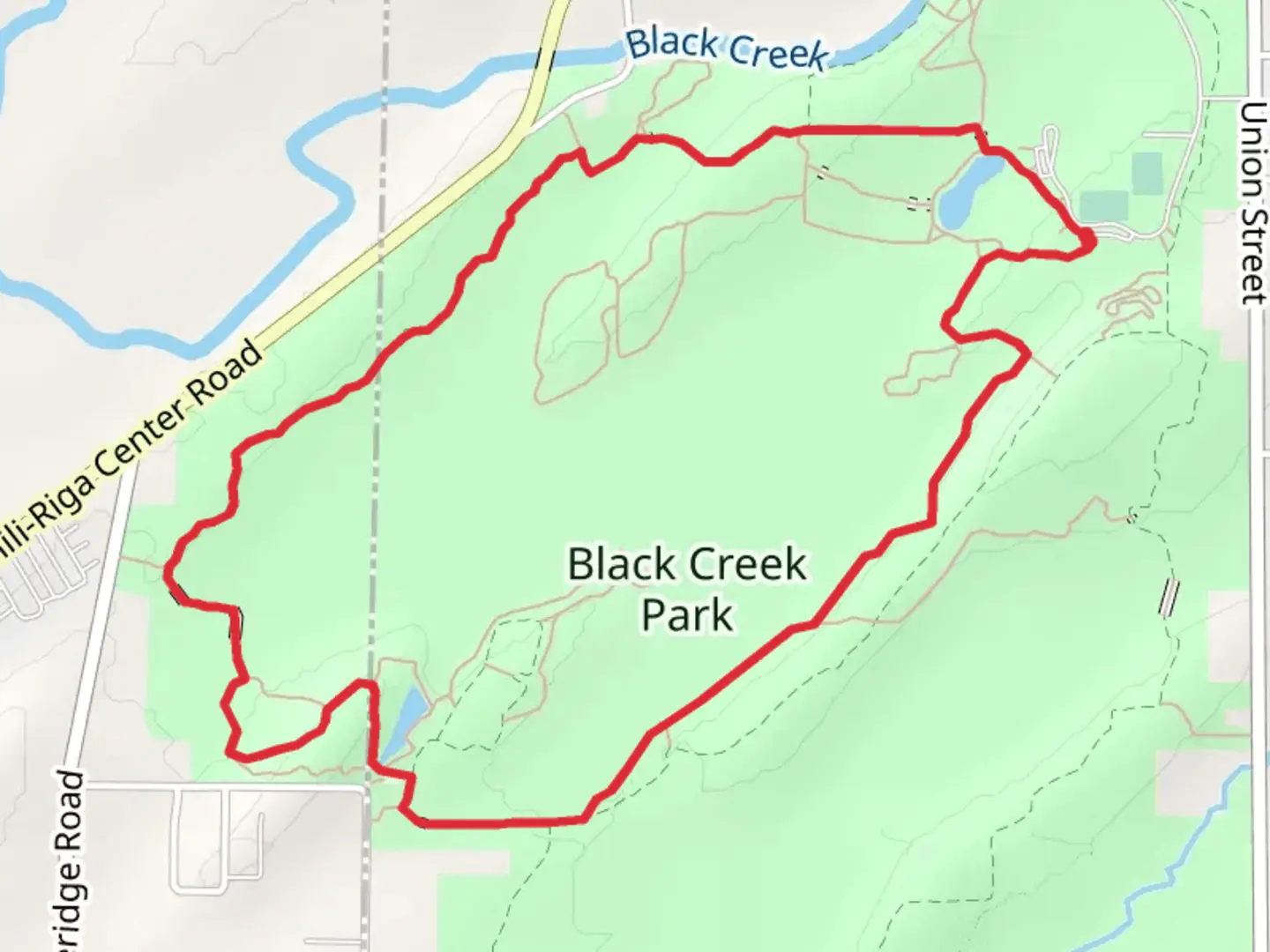 An image depicting the trail Blue Markers Loop and its surrounding area.
