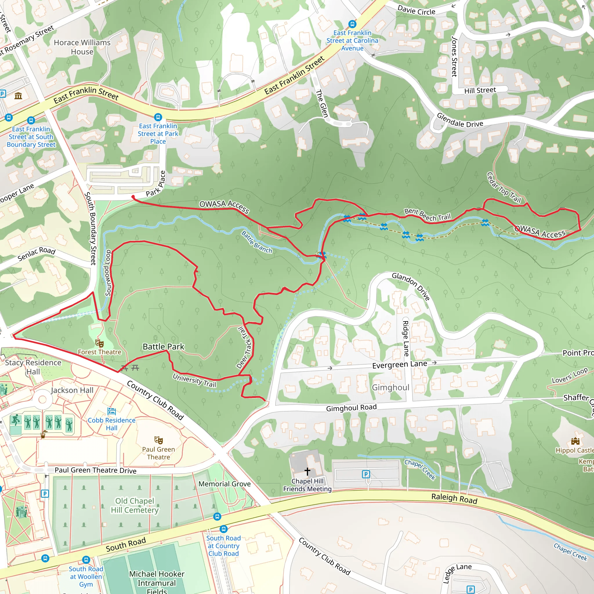 Solitary Hill, Deer Track and Sourwood Loop Trail mobile static map