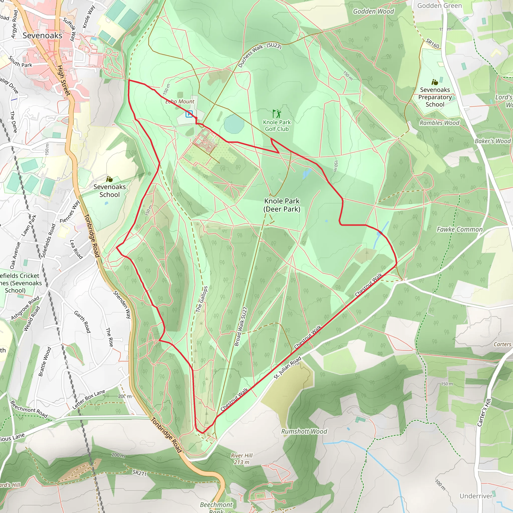 Echo Mount Loop - Knole Park mobile static map