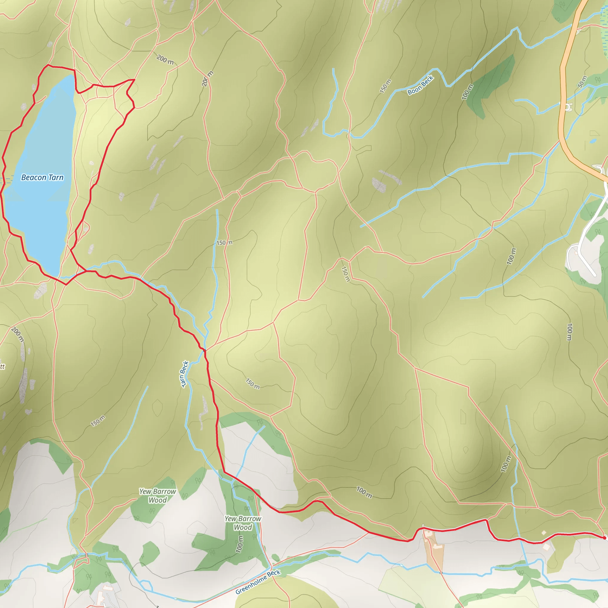 Beacon Tarn via Cumbria Way mobile static map