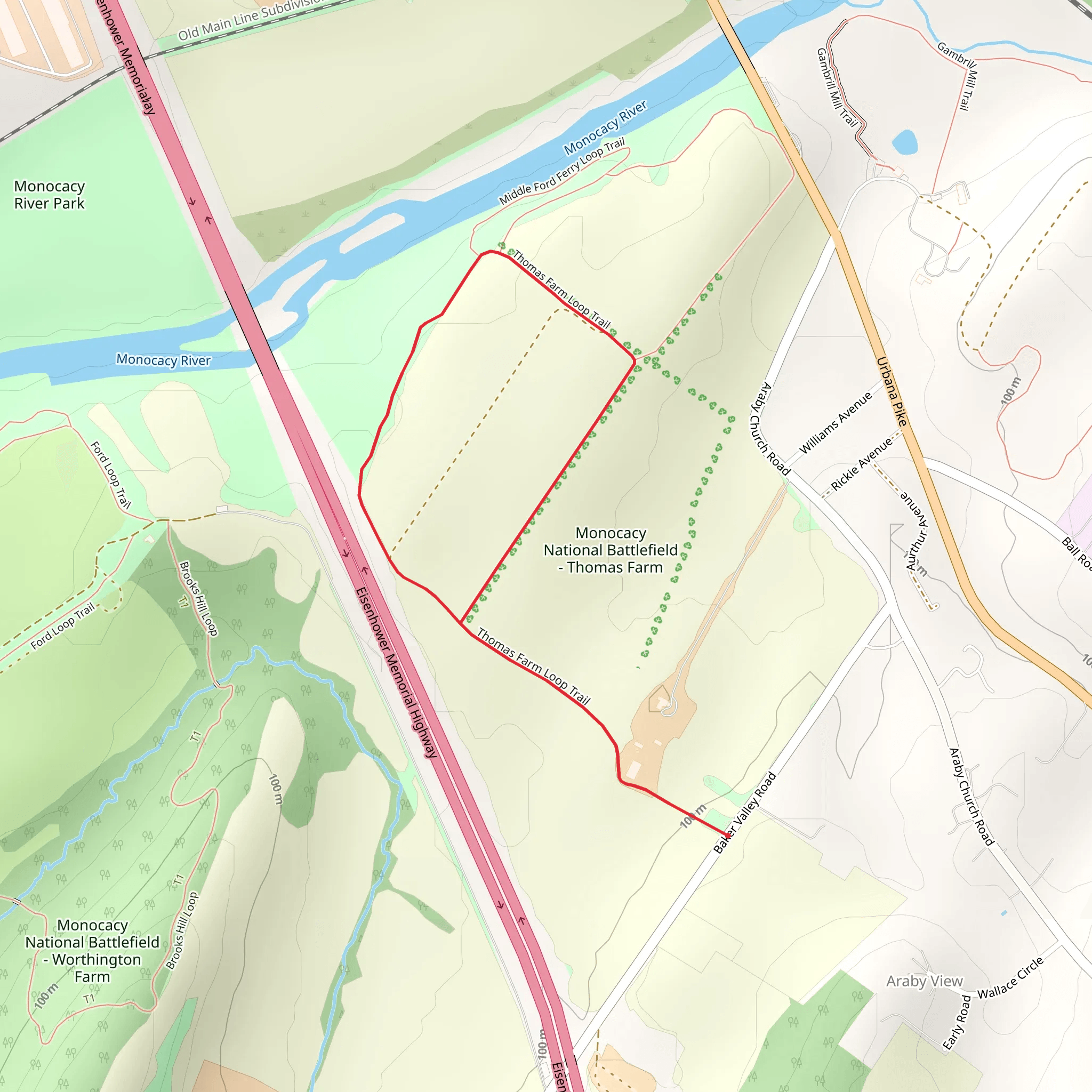 Monocacy National Battlefield - Thomas Farm Loop mobile static map