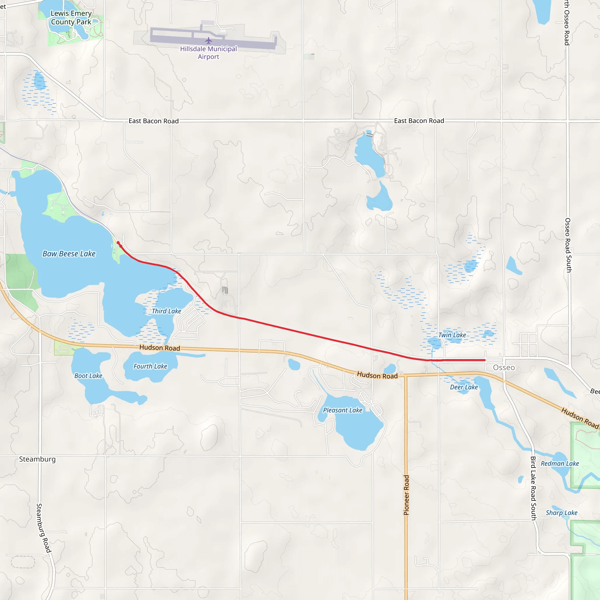 Baw Beese Trail from Baw Beese Lake mobile static map