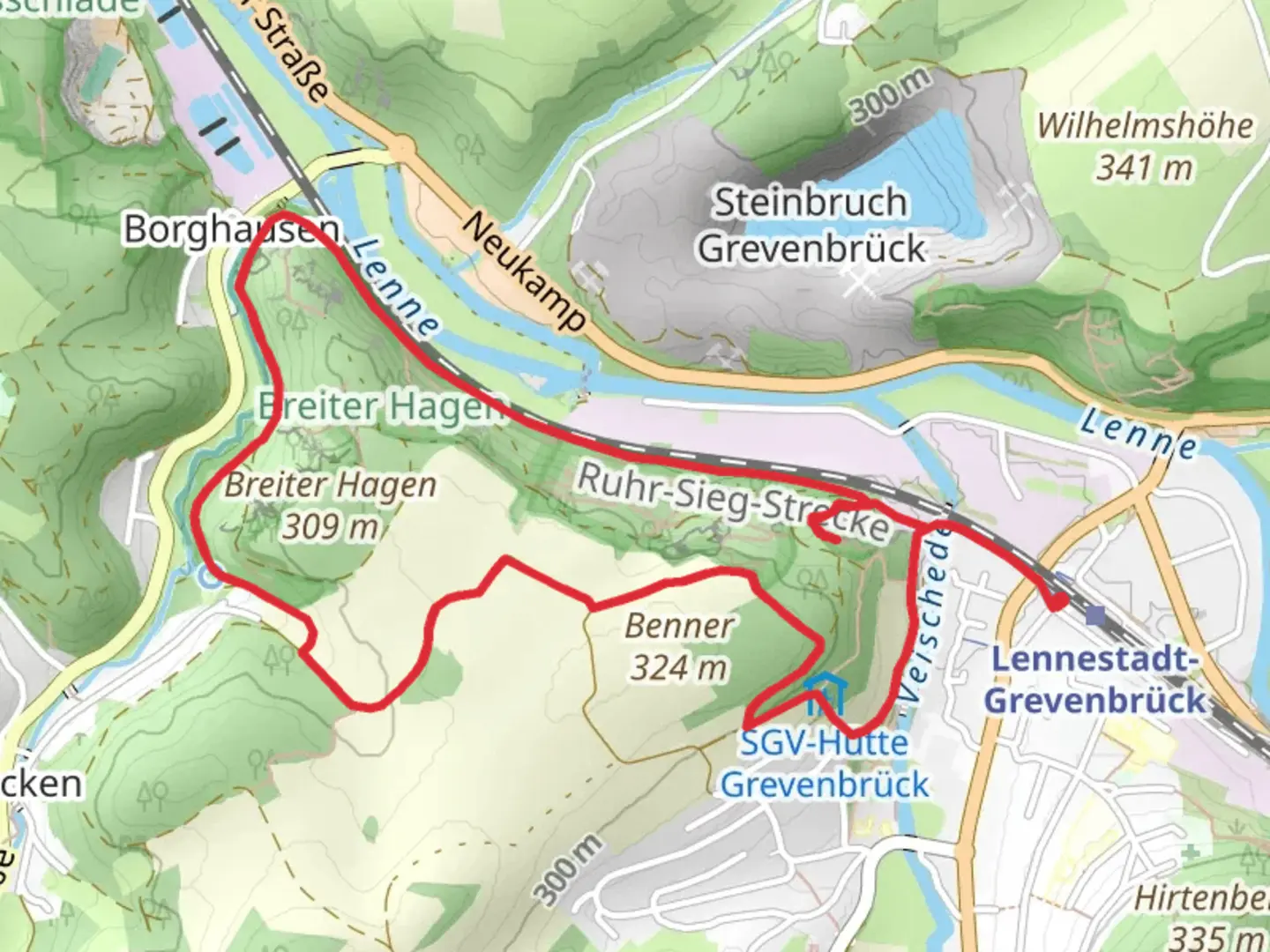 An image depicting the trail Ruine Peperburg Loop and its surrounding area.