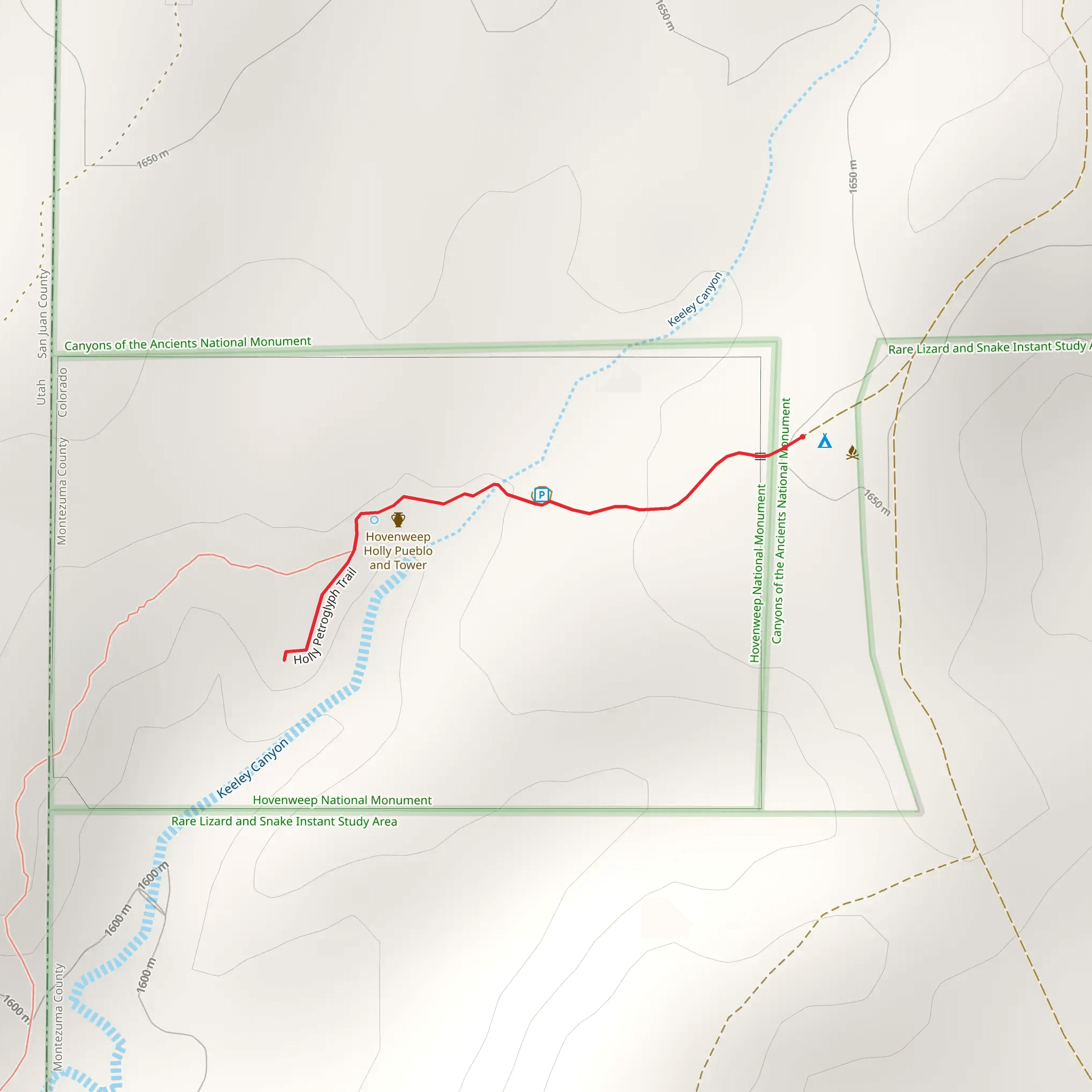 Holly Petroglyph Trail mobile static map