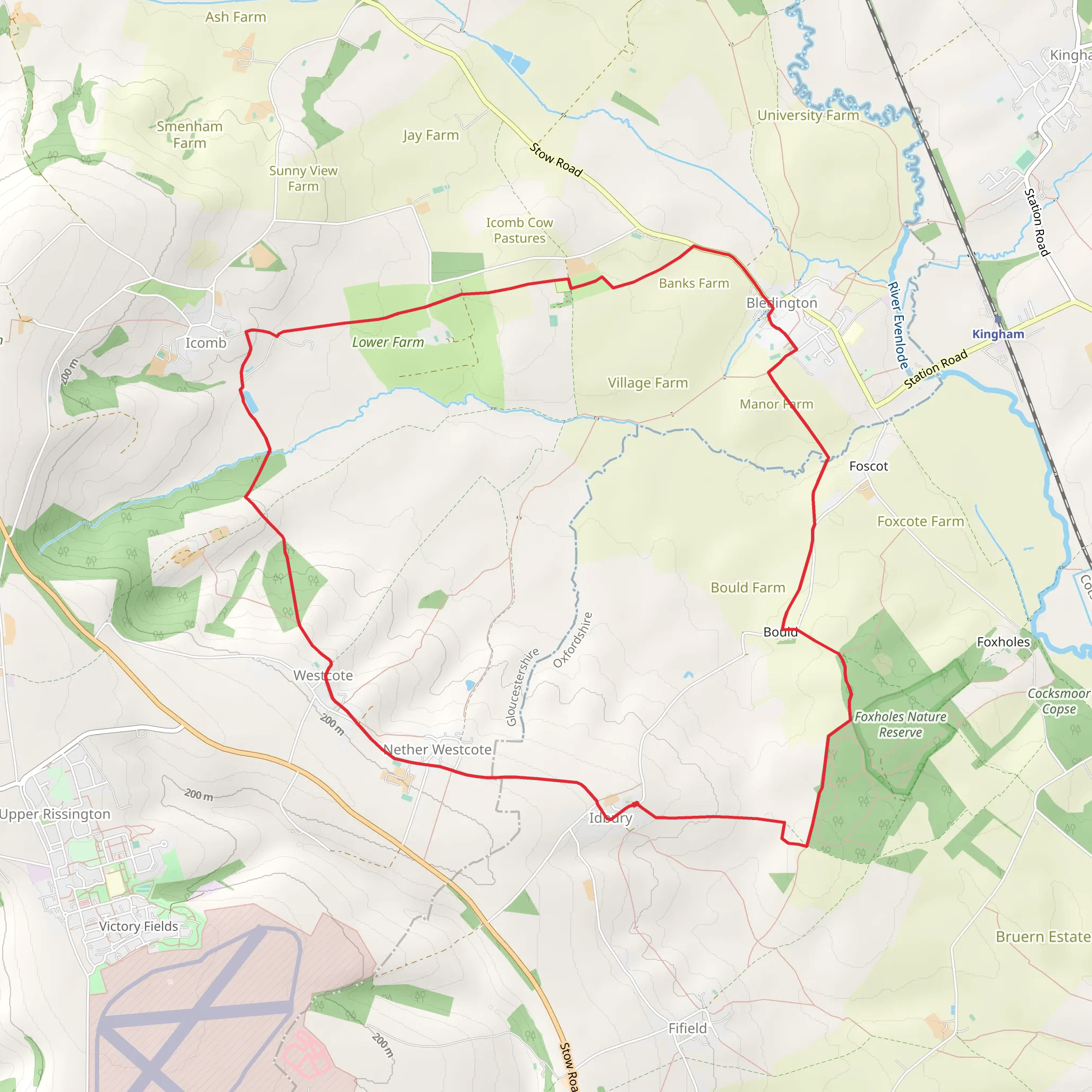 Bledington and Foxholes Nature Reserve Loop mobile static map