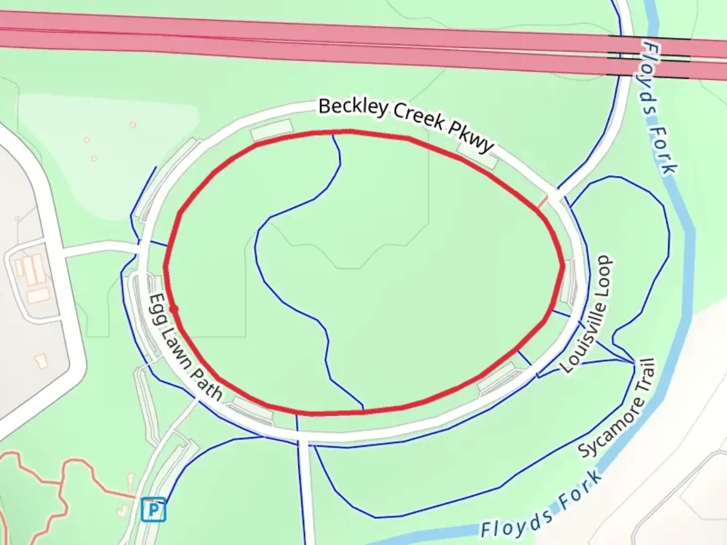 An image depicting the trail Egg Lawn Path Loop and its surrounding area.