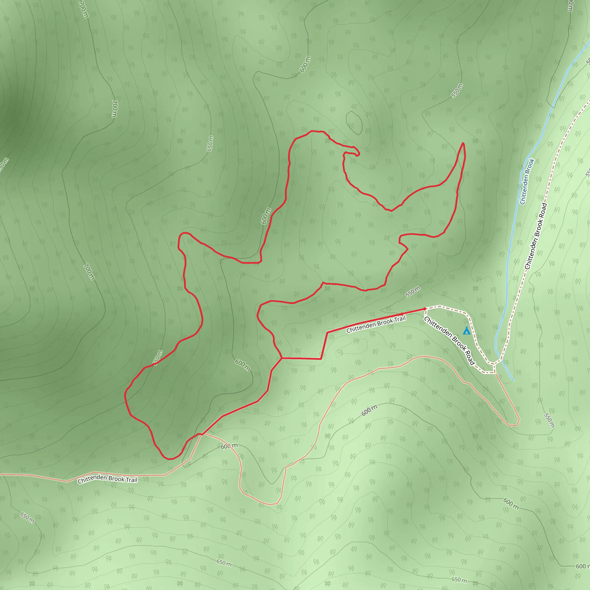 Chittenden Brook Outer Loop Trail mobile static map