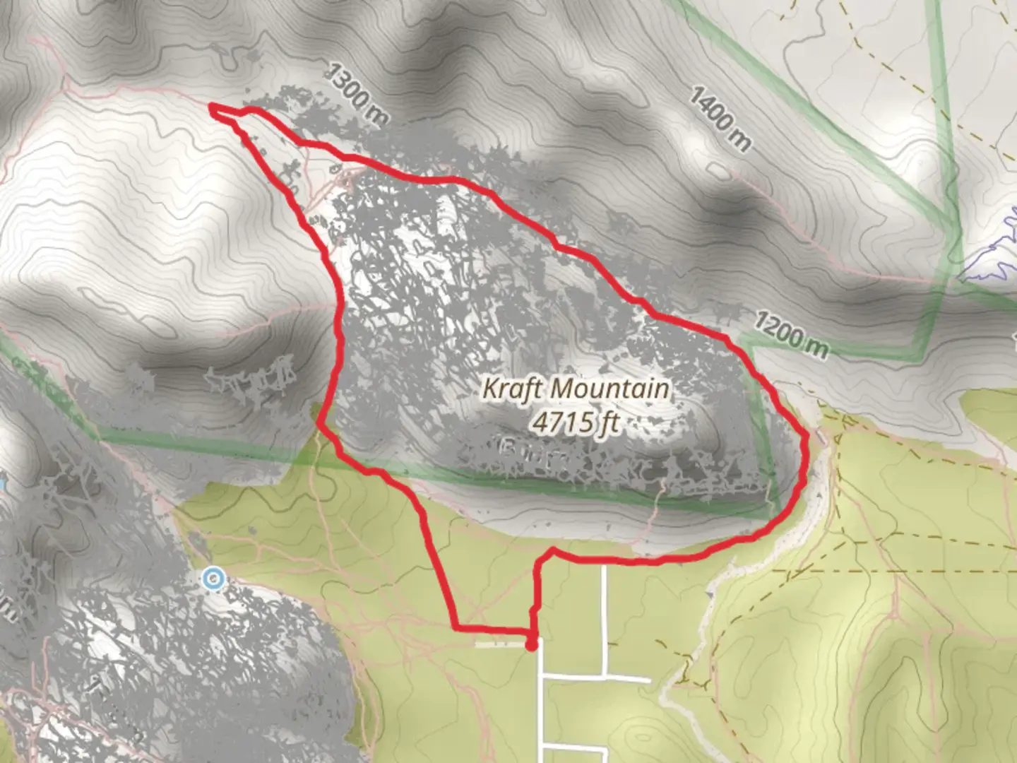 An image depicting the trail Kraft Mountain Loop and its surrounding area.