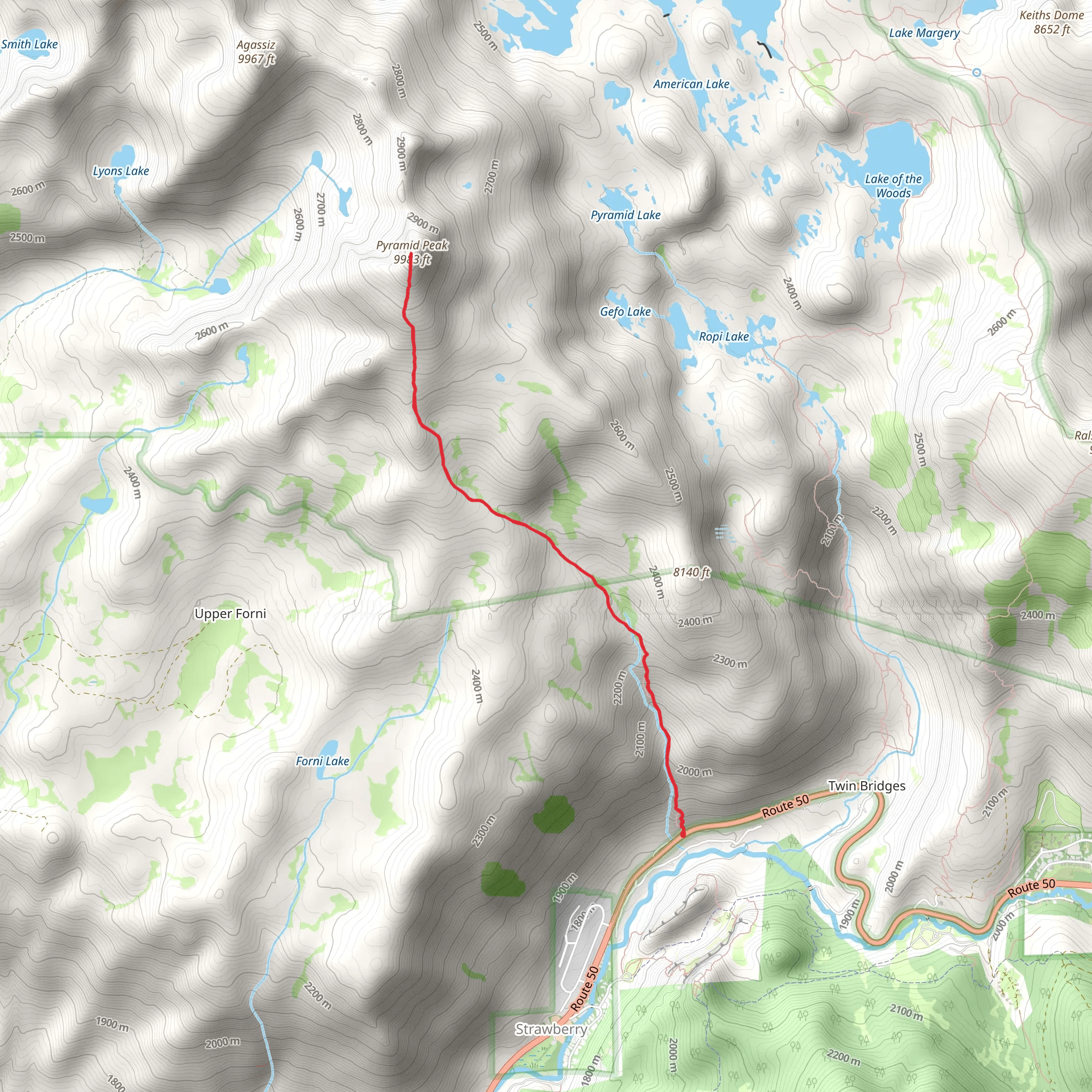 Pyramid Peak Trail mobile static map