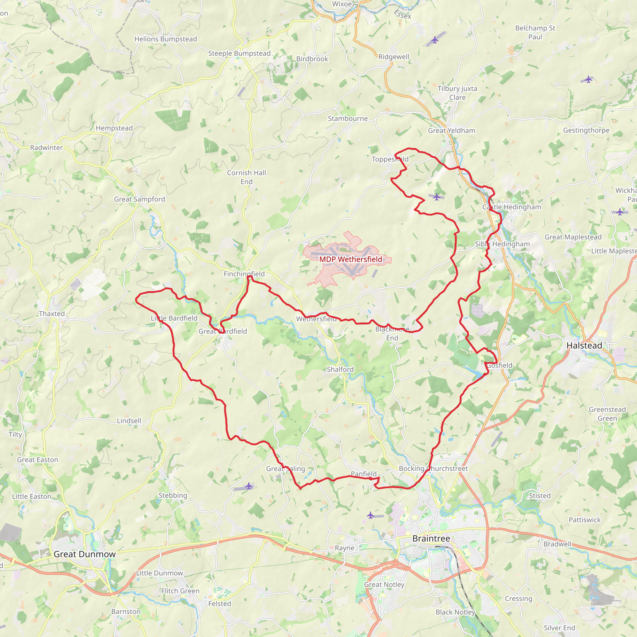 Great Bradfield Loop from Panfield mobile static map