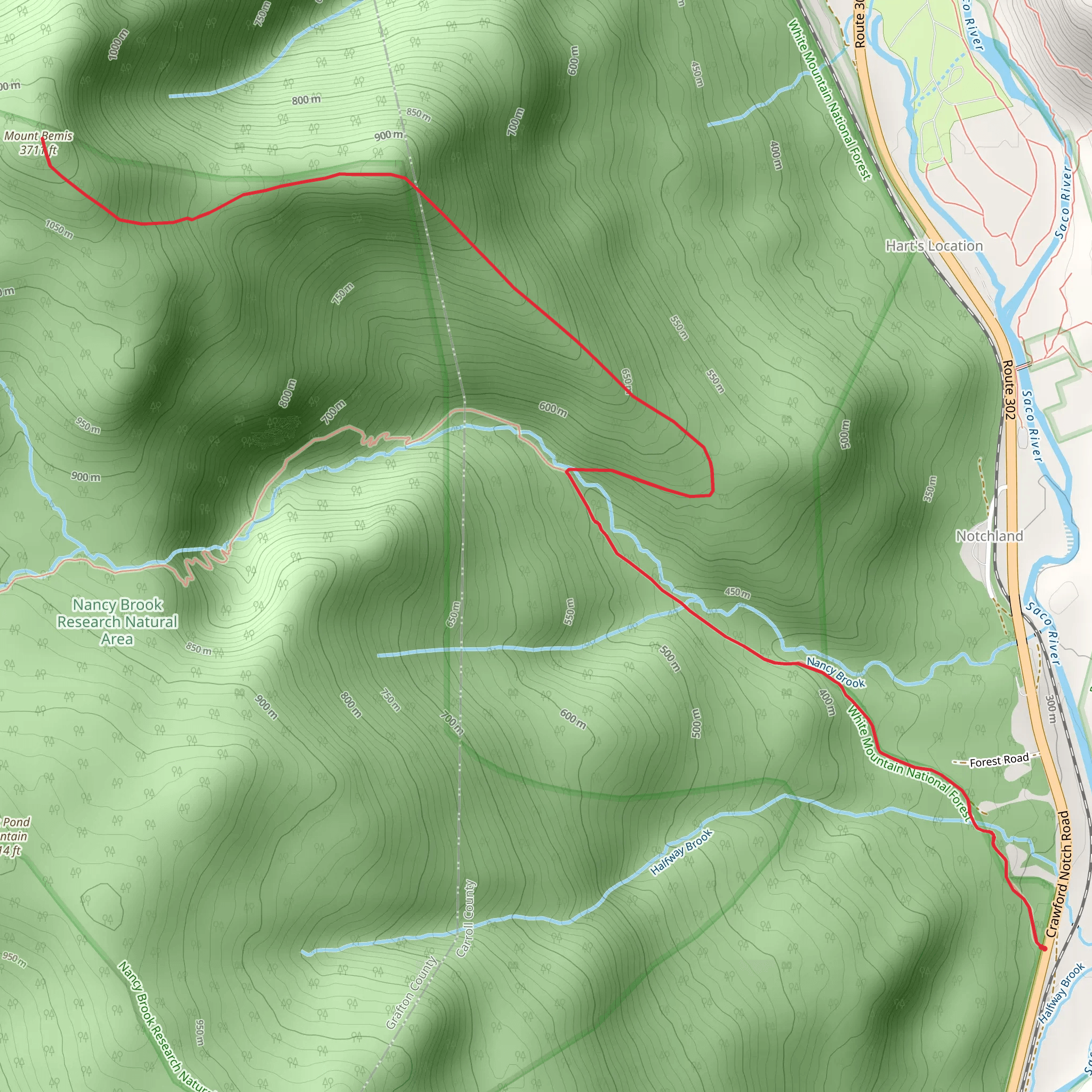 Mount Bemis Trail mobile static map