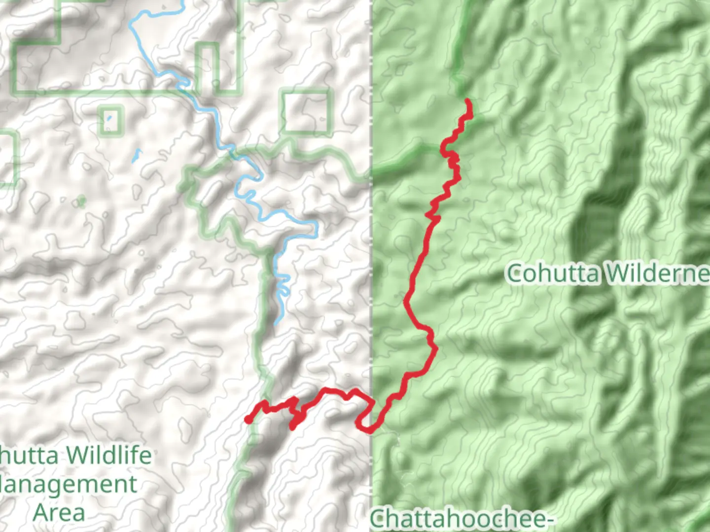 An image depicting the trail Hickory Creek Out and Back and its surrounding area.