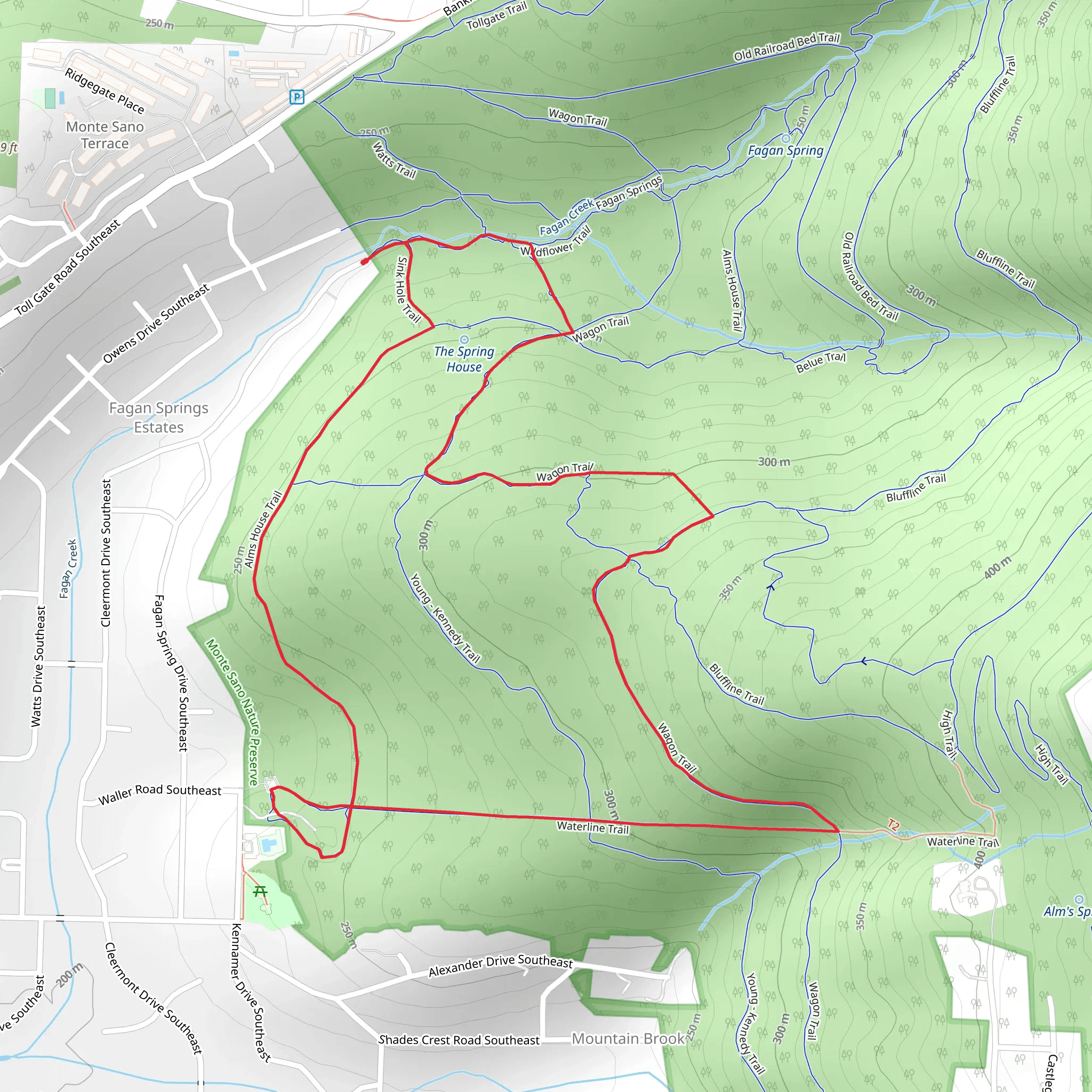 Alms House, Three Caves and Wagon Loop Trail mobile static map